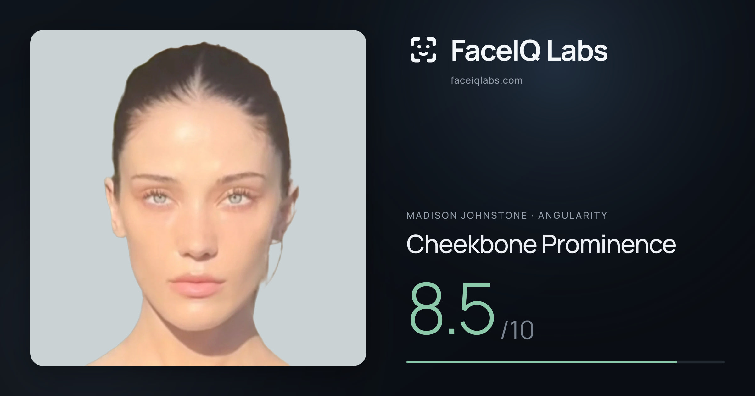 Madison Johnstone Cheekbone Prominence: 8.5/10, drawn on the photo
