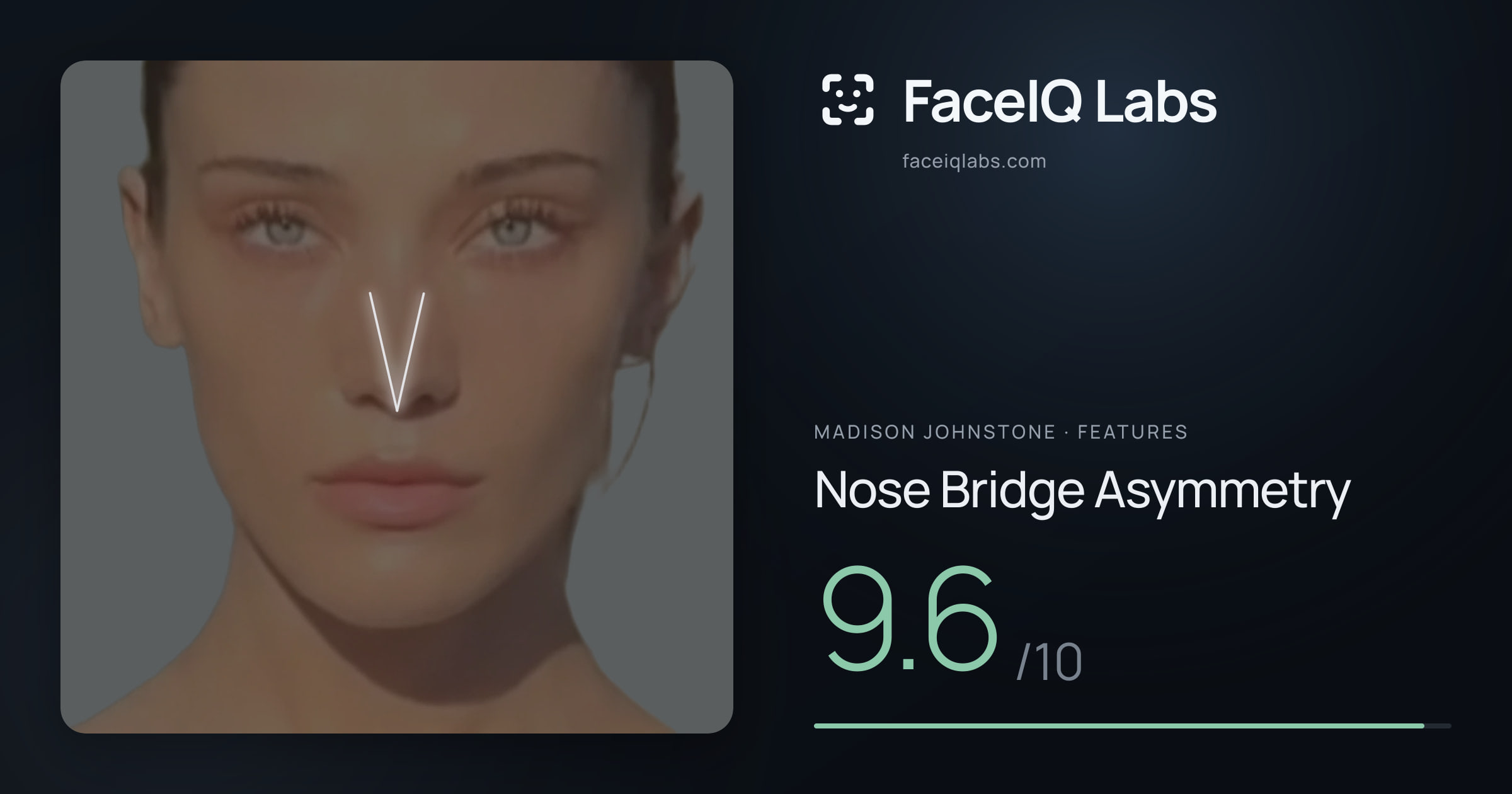 Madison Johnstone Nose Bridge Asymmetry: 9.6/10, drawn on the photo