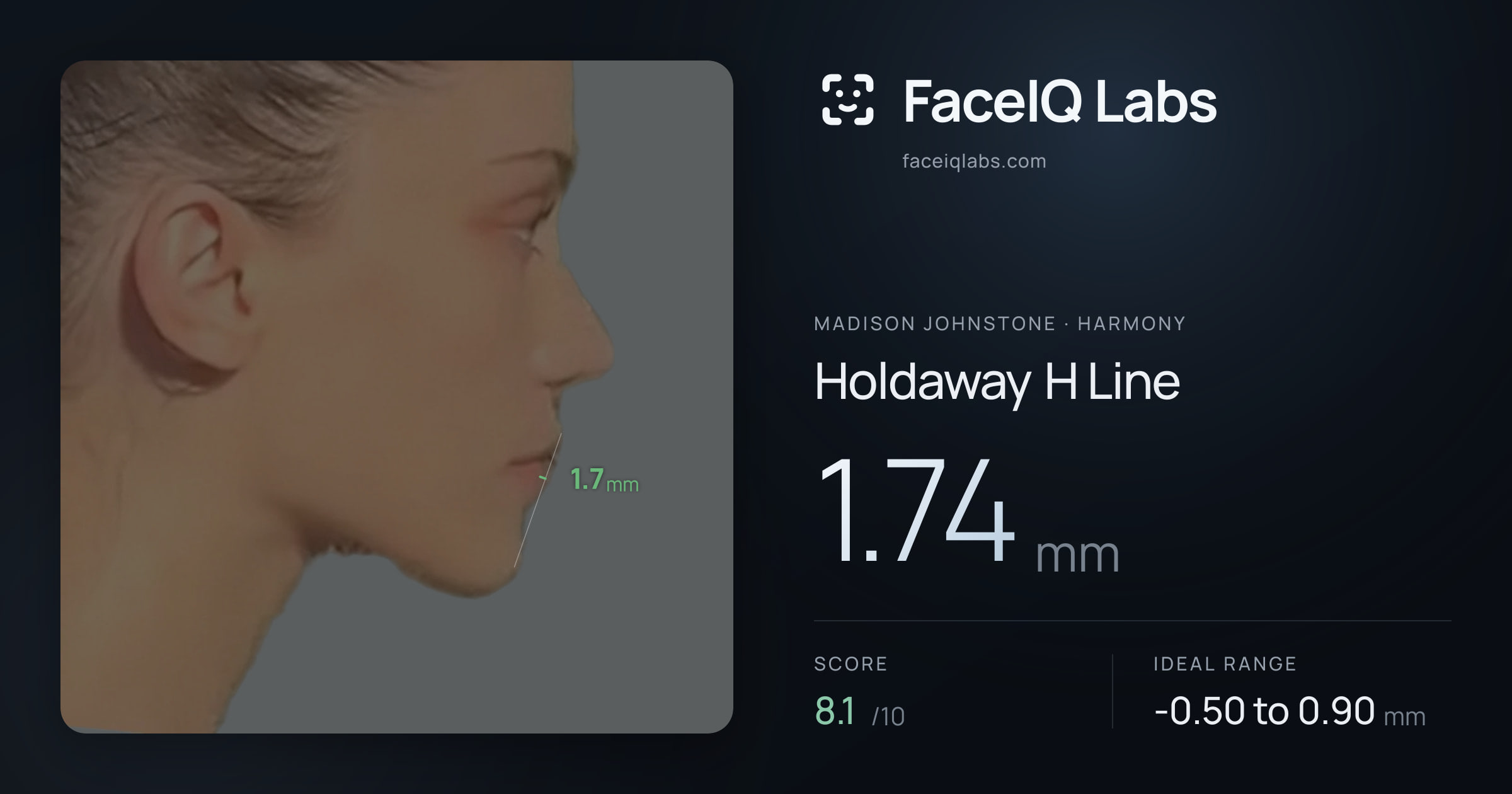 Madison Johnstone Holdaway H Line: 1.74mm, drawn on the photo