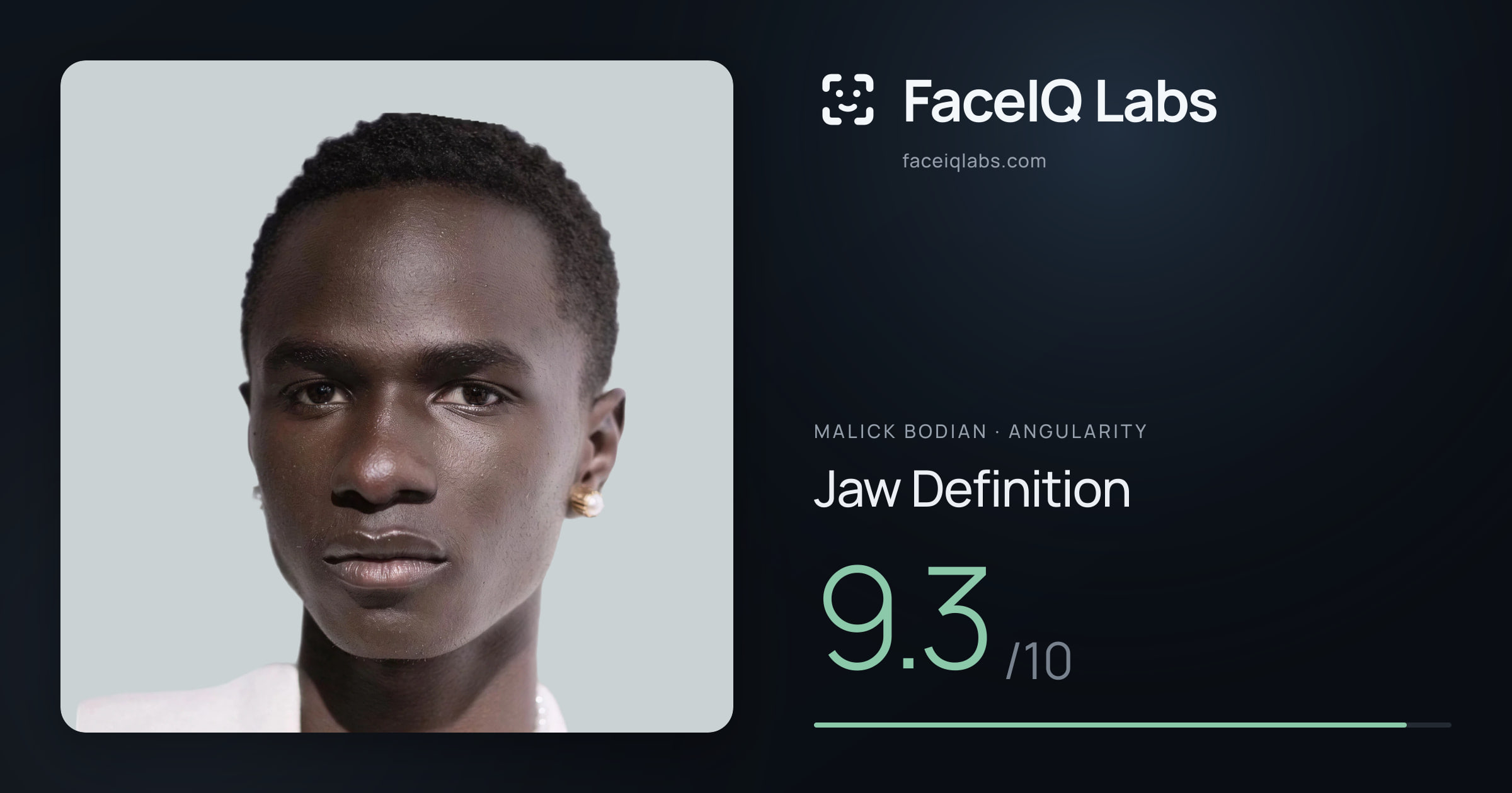 Malick Bodian Jaw Definition: 9.3/10, drawn on the photo