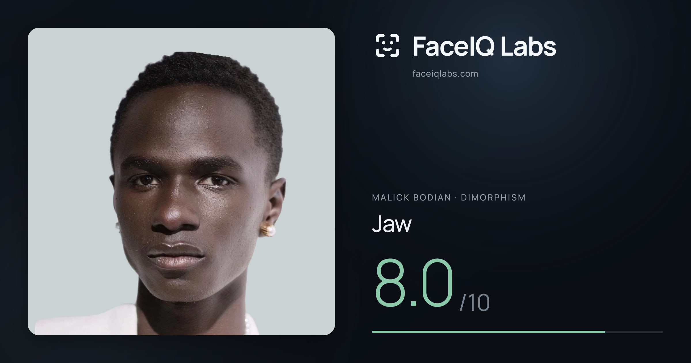 Malick Bodian Jaw: 8.0/10, drawn on the photo