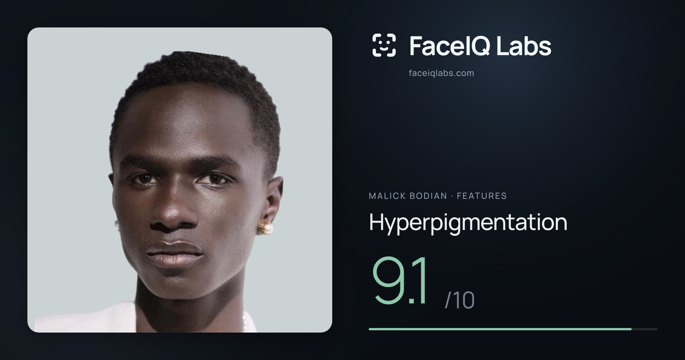 Malick Bodian Hyperpigmentation: 9.1/10, drawn on the photo