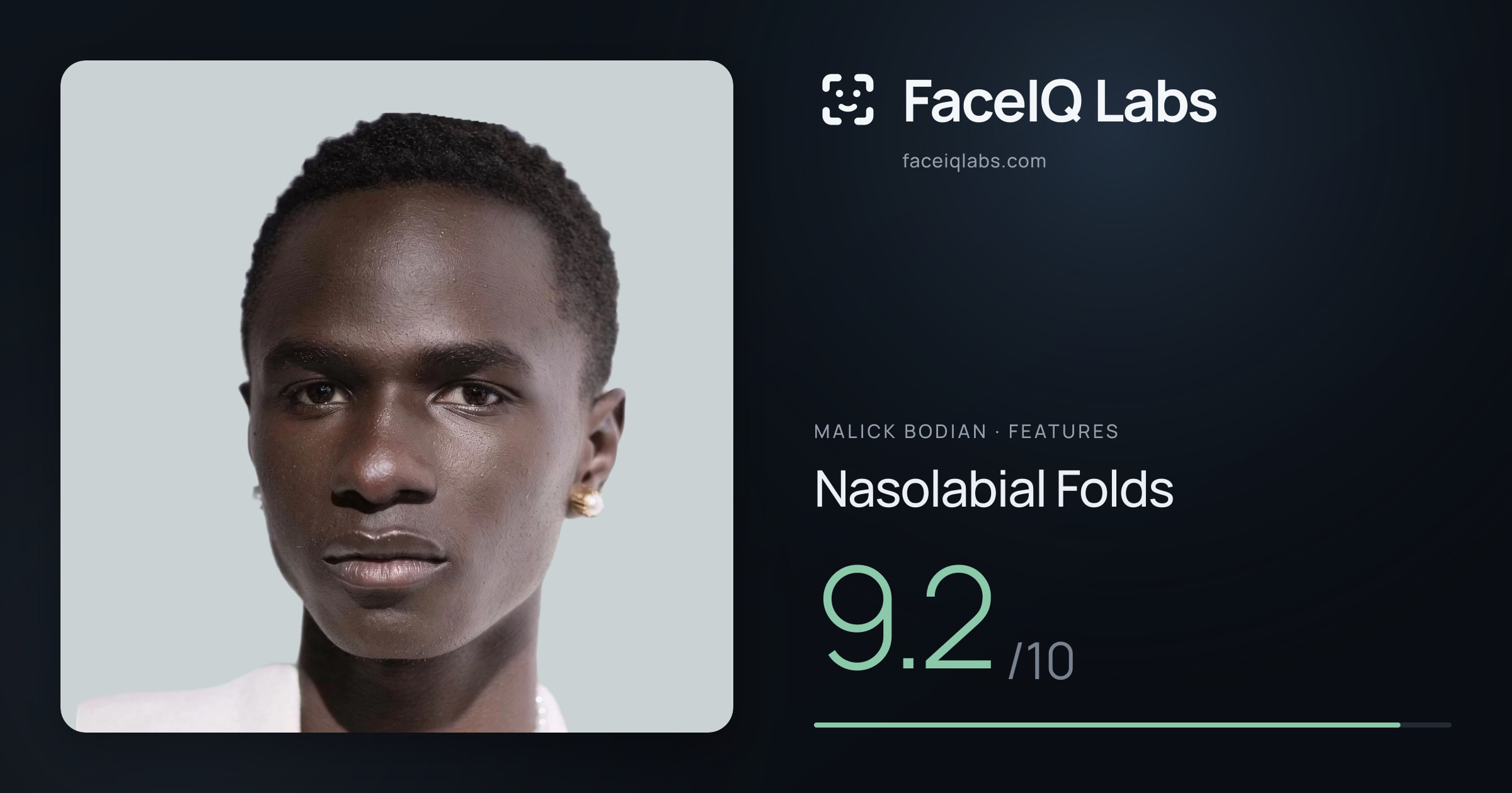Malick Bodian Nasolabial Folds: 9.2/10, drawn on the photo