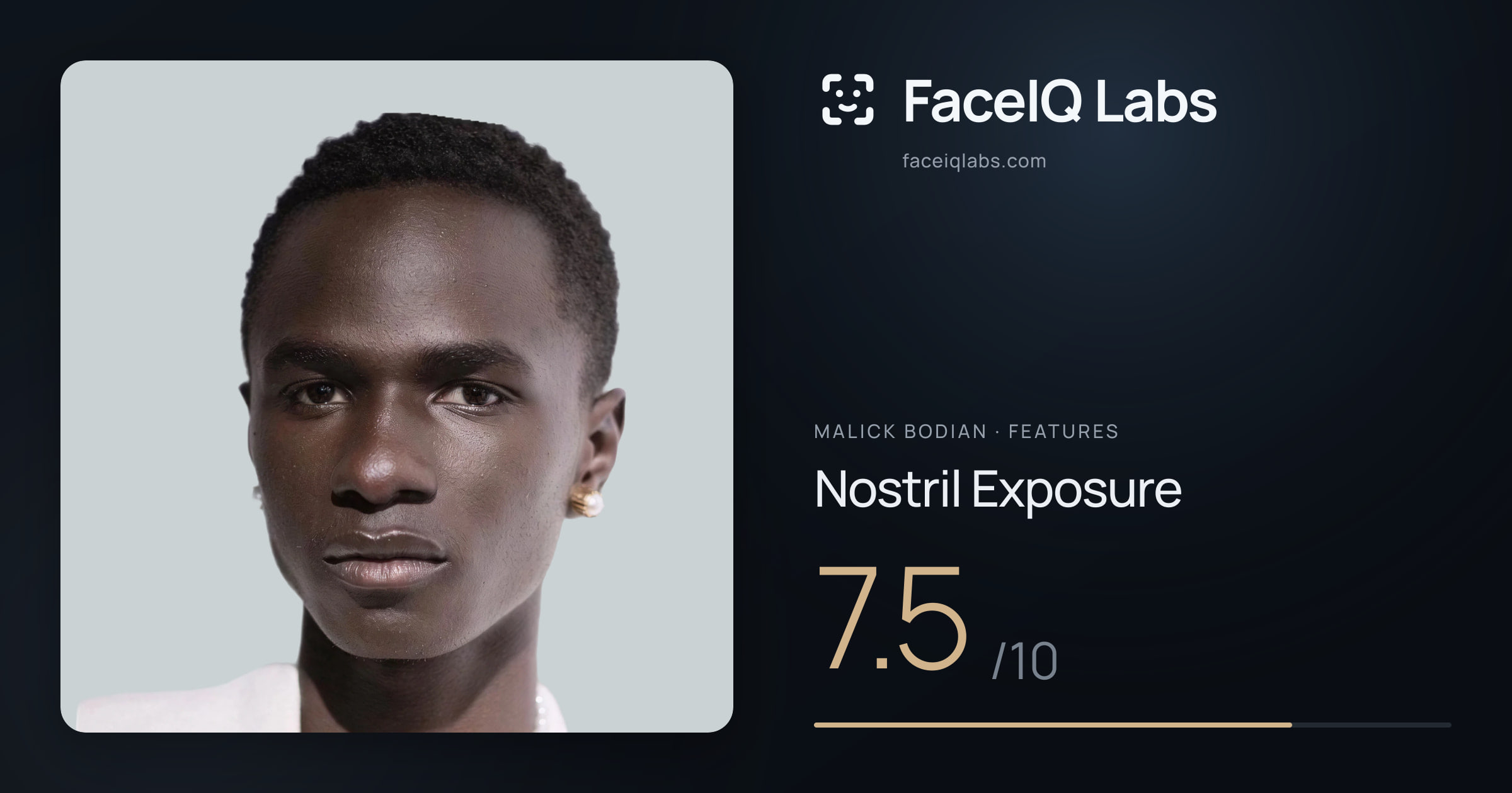 Malick Bodian Nostril Exposure: 7.5/10, drawn on the photo