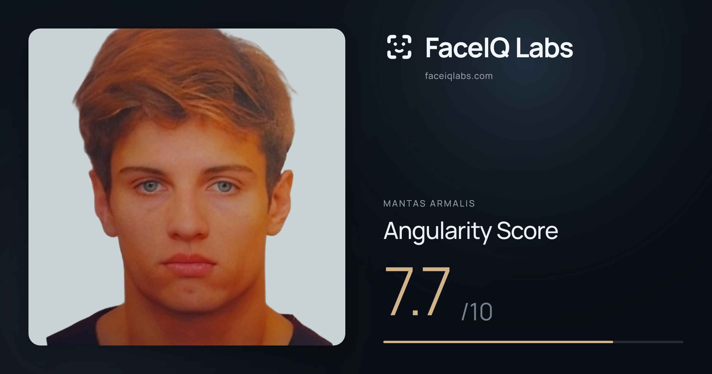 Mantas Armalis Angularity: 7.7/10, with each assessment drawn on the photo