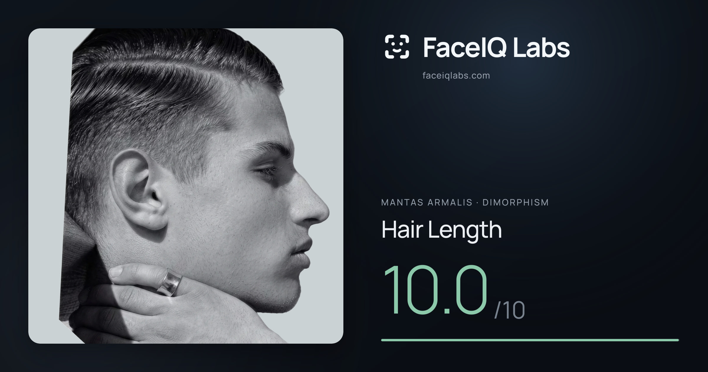 Mantas Armalis Hair Length: 10.0/10, drawn on the photo