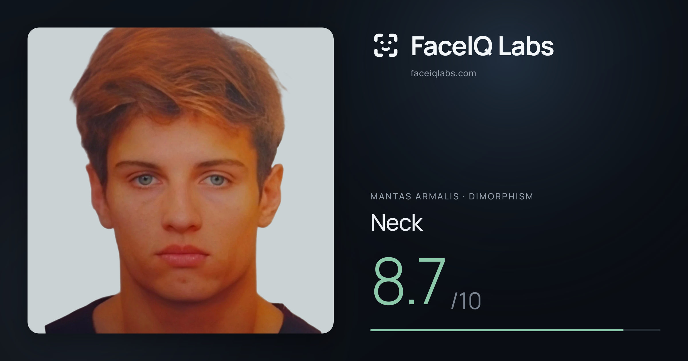 Mantas Armalis Neck: 8.7/10, drawn on the photo