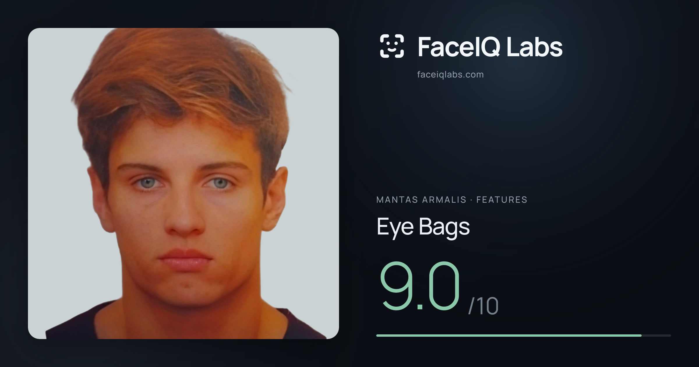 Mantas Armalis Eye Bags: 9.0/10, drawn on the photo