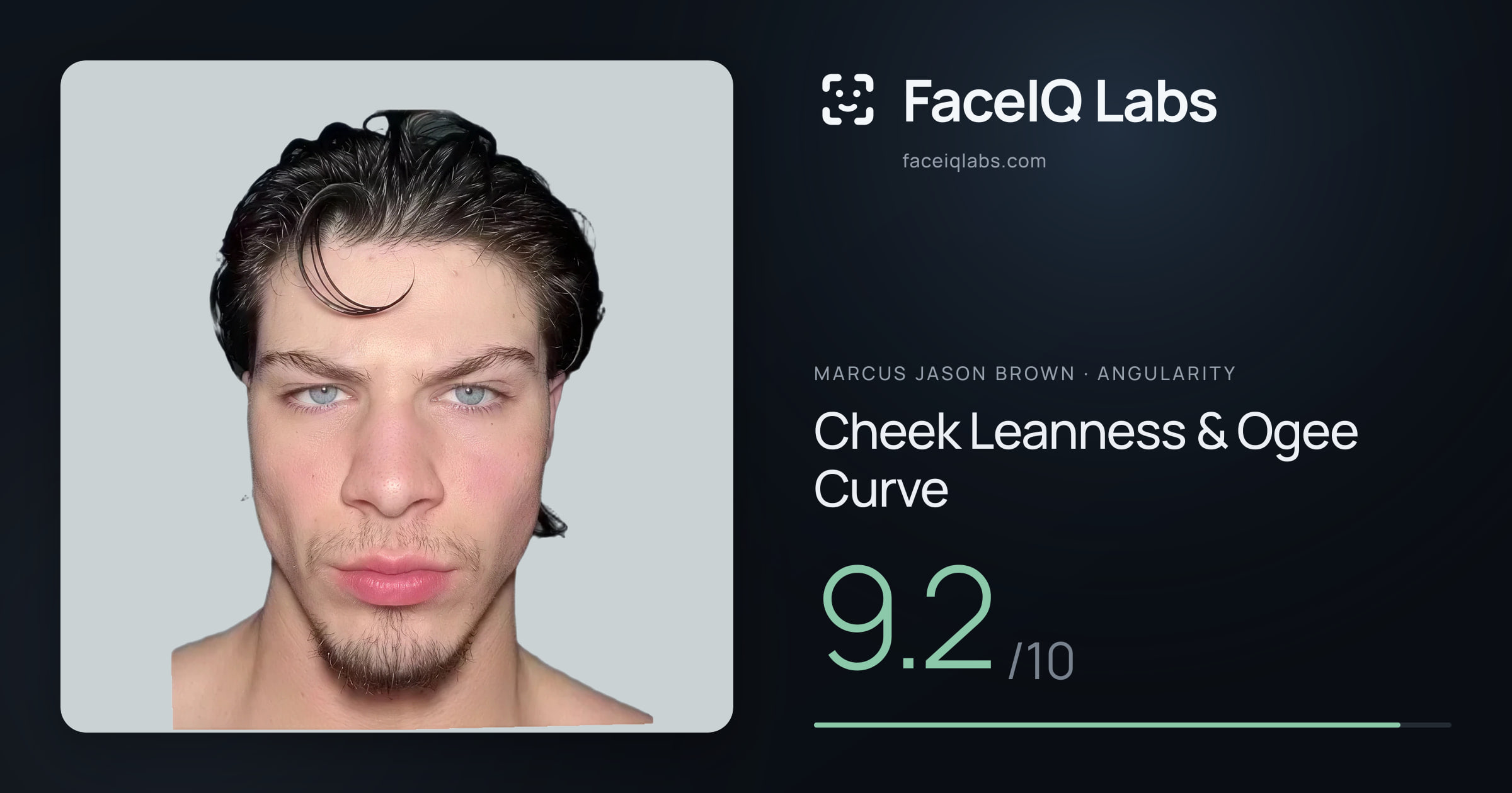 Marcus Jason Brown Cheek Leanness & Ogee Curve: 9.2/10, drawn on the photo
