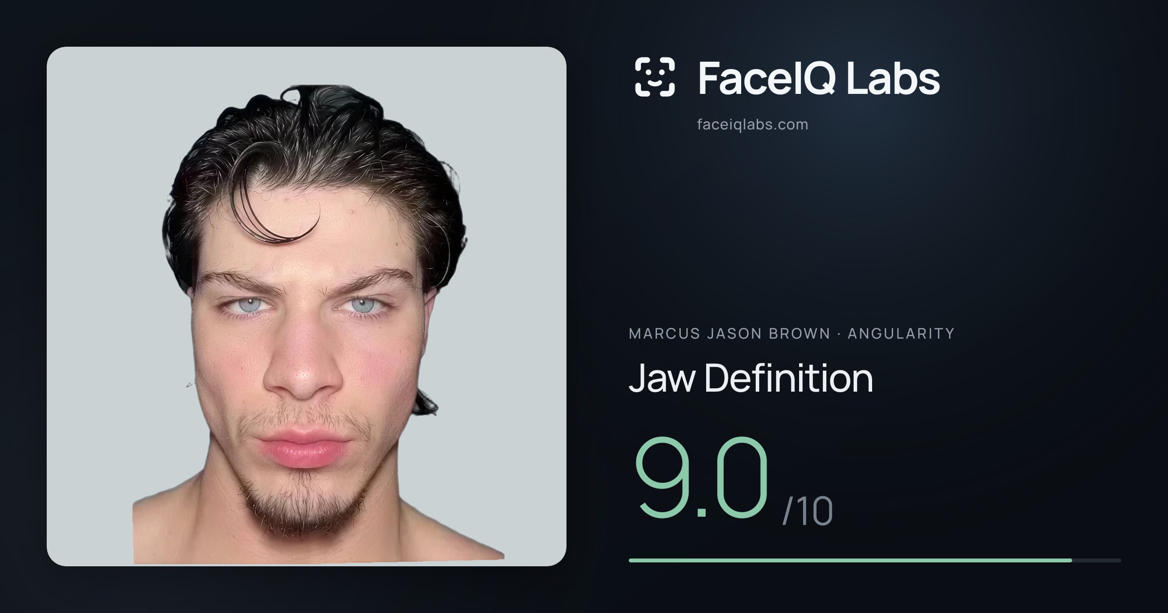 Marcus Jason Brown Jaw Definition: 9.0/10, drawn on the photo