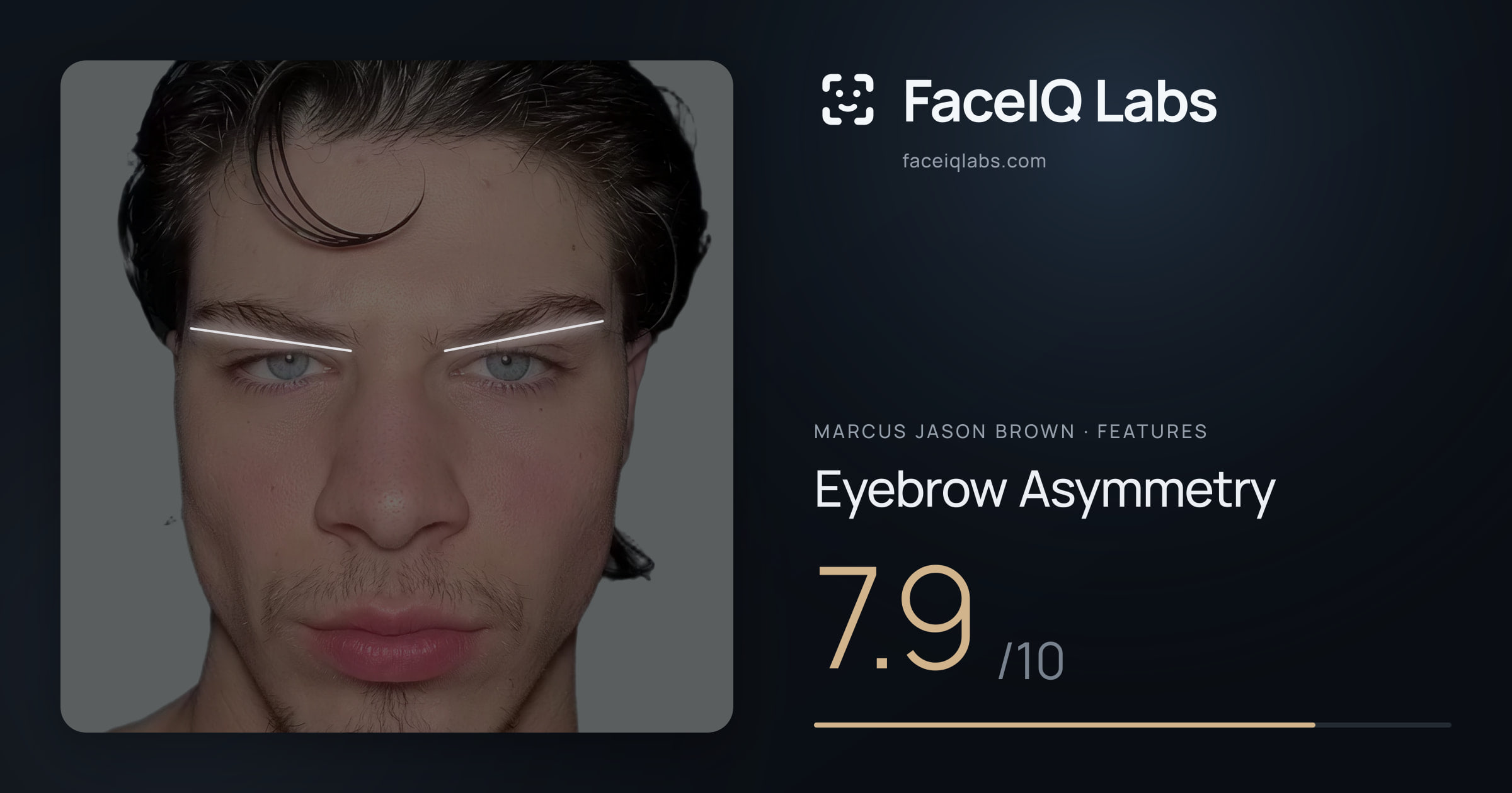 Marcus Jason Brown Eyebrow Asymmetry: 7.9/10, drawn on the photo
