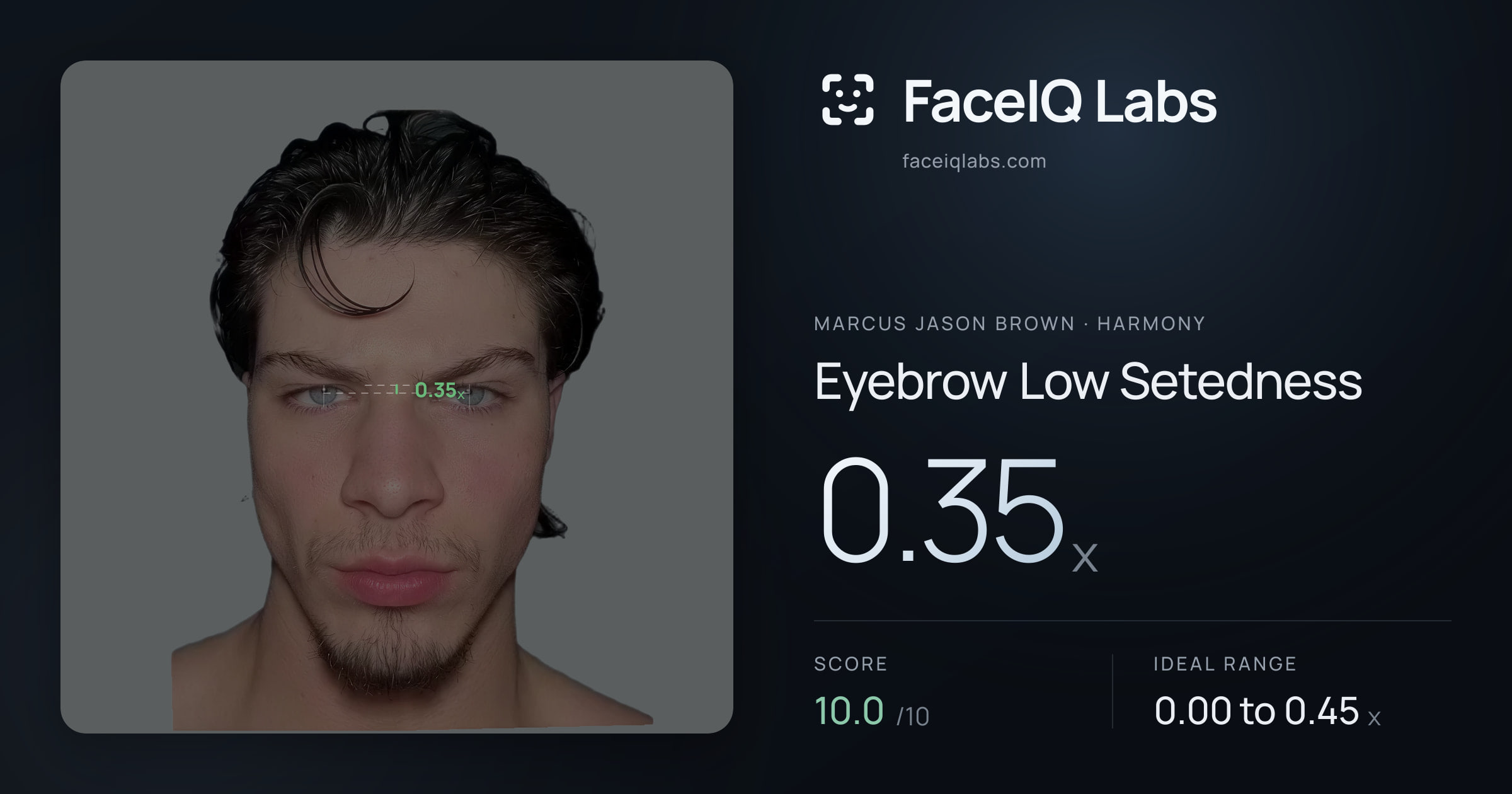 Marcus Jason Brown Eyebrow Low Setedness: 0.35x, drawn on the photo