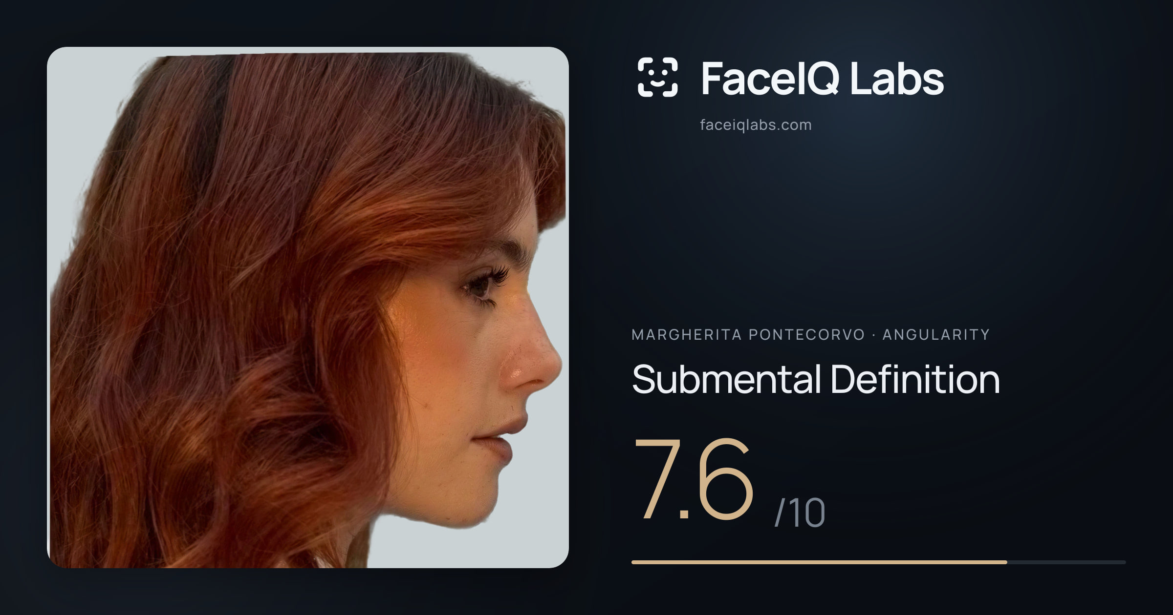 Margherita Pontecorvo Submental Definition: 7.6/10, drawn on the photo