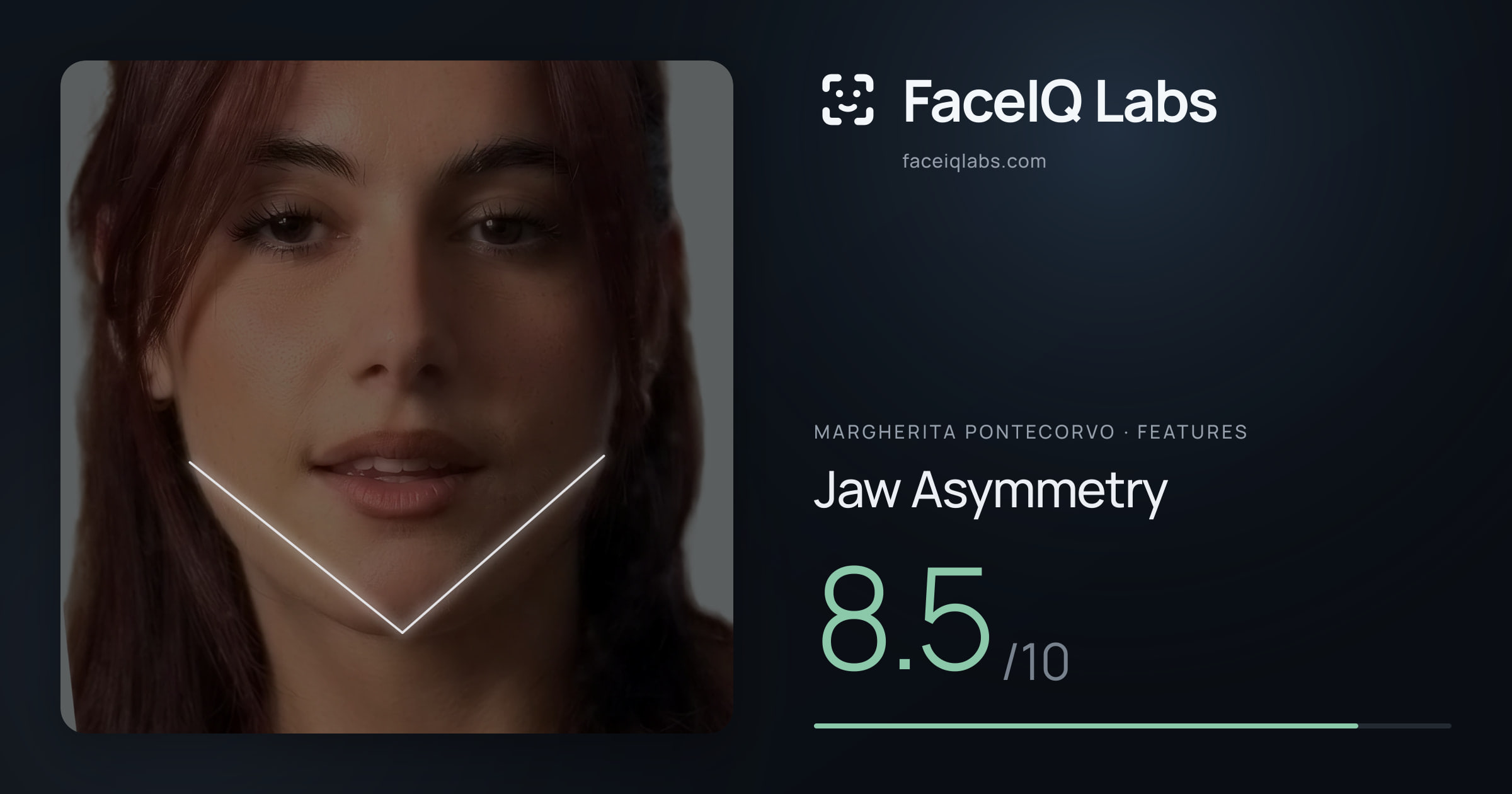 Margherita Pontecorvo Jaw Asymmetry: 8.5/10, drawn on the photo