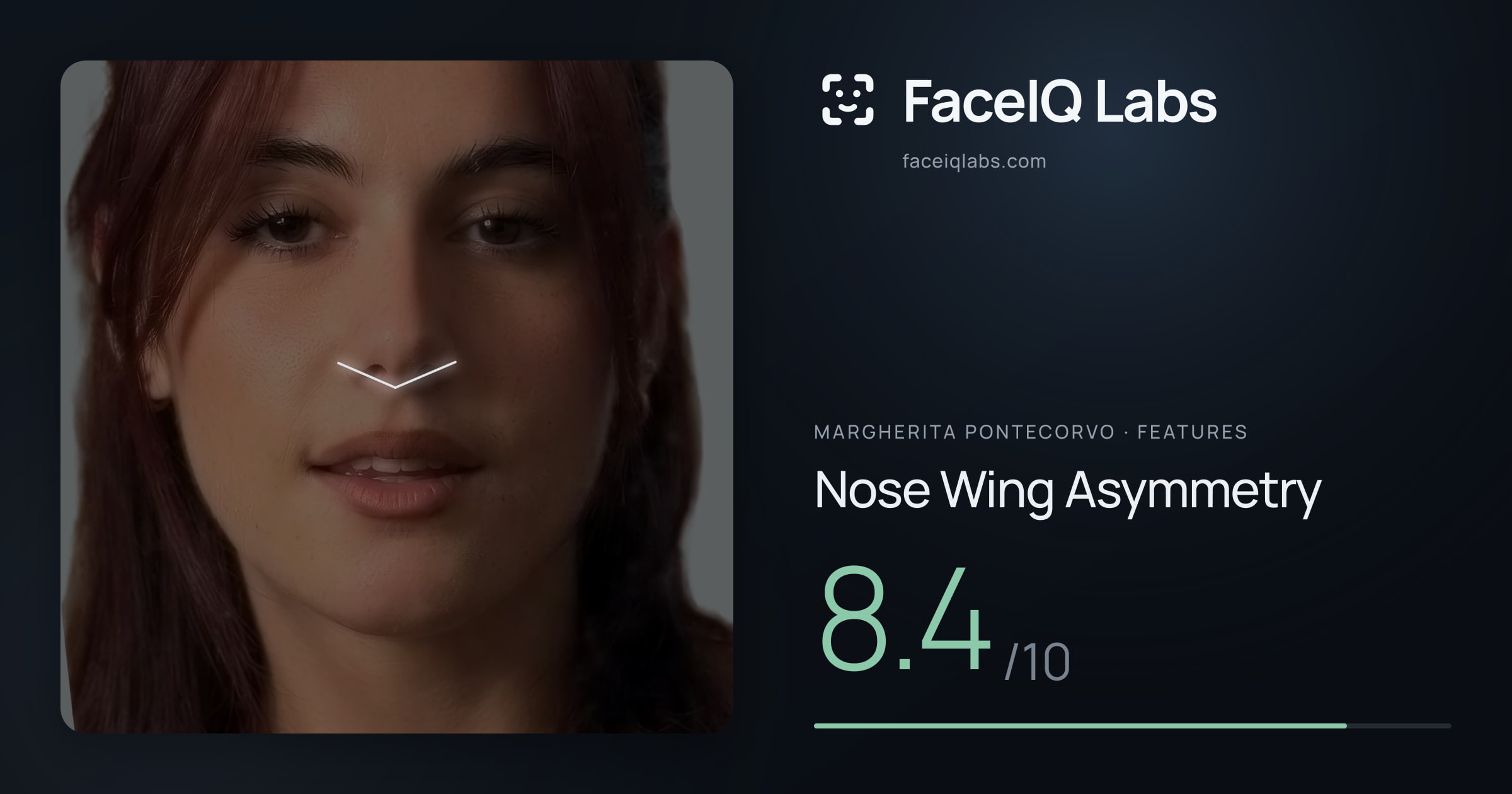 Margherita Pontecorvo Nose Wing Asymmetry: 8.4/10, drawn on the photo