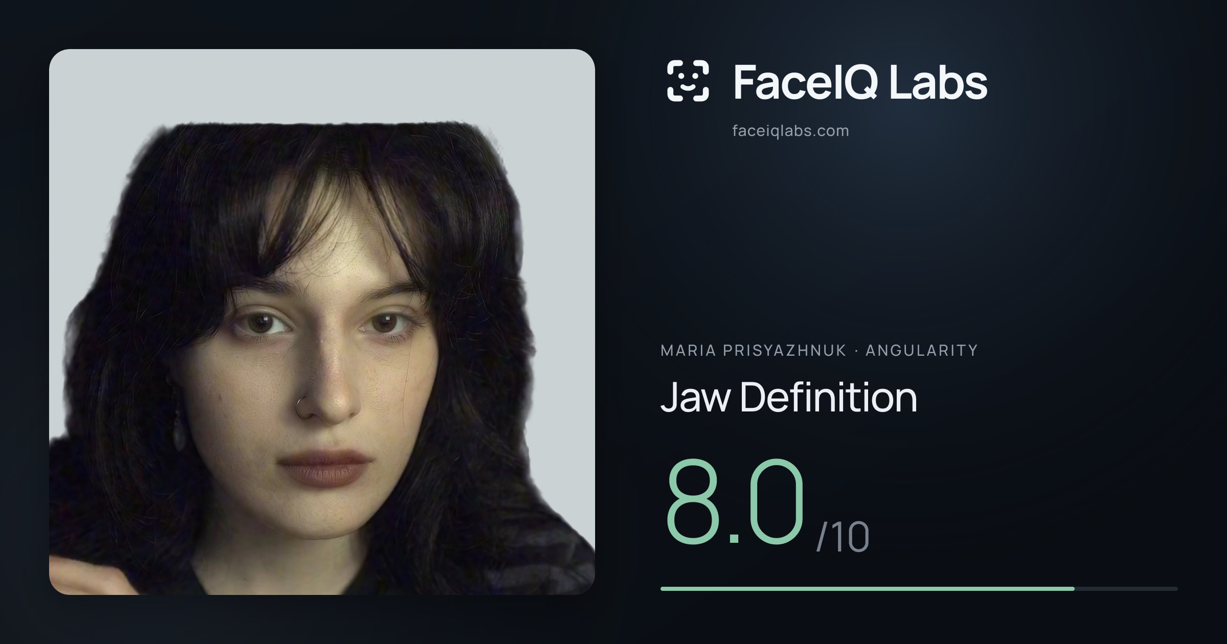 Maria Prisyazhnuk Jaw Definition: 8.0/10, drawn on the photo