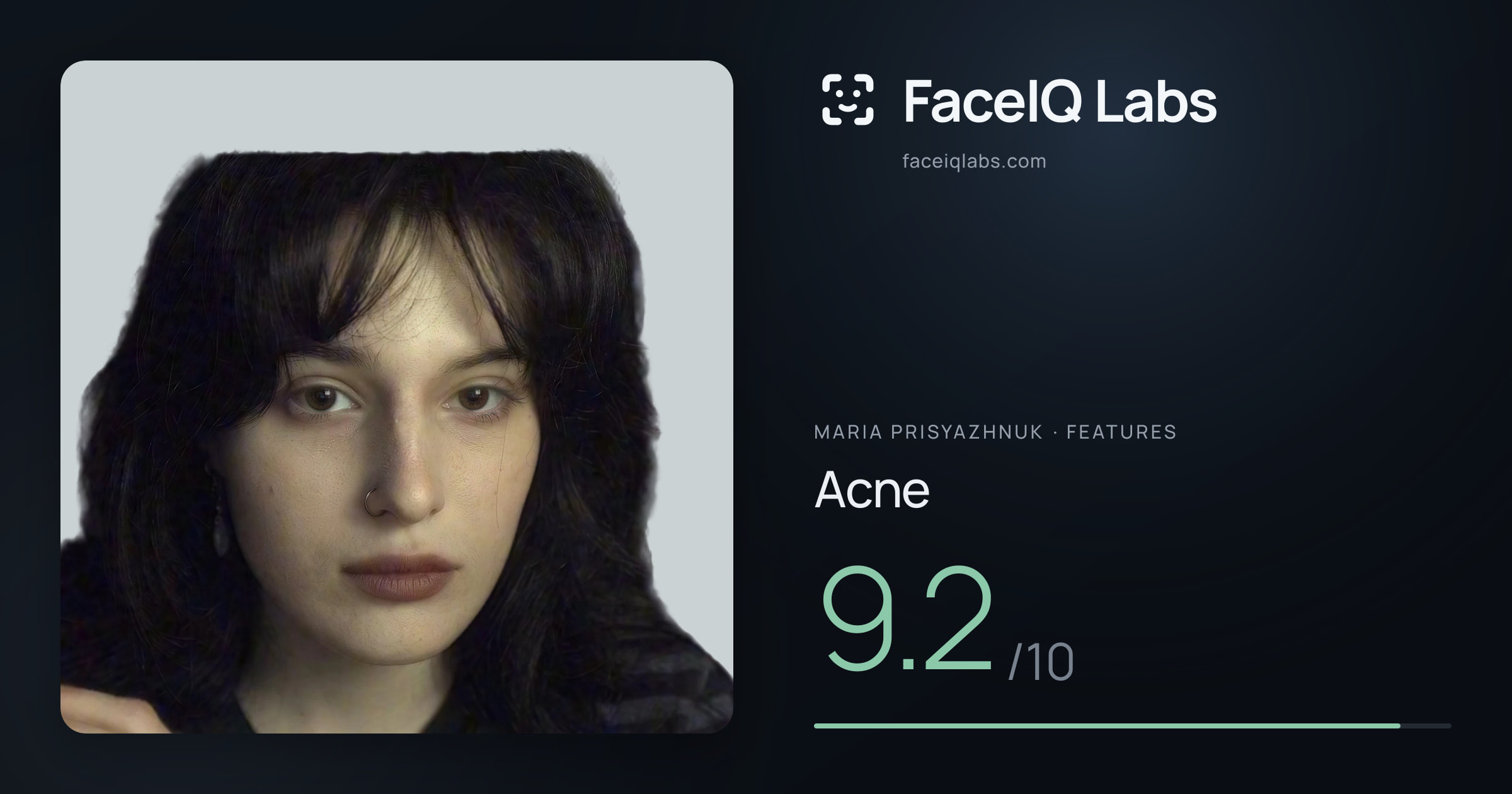 Maria Prisyazhnuk Acne: 9.2/10, drawn on the photo