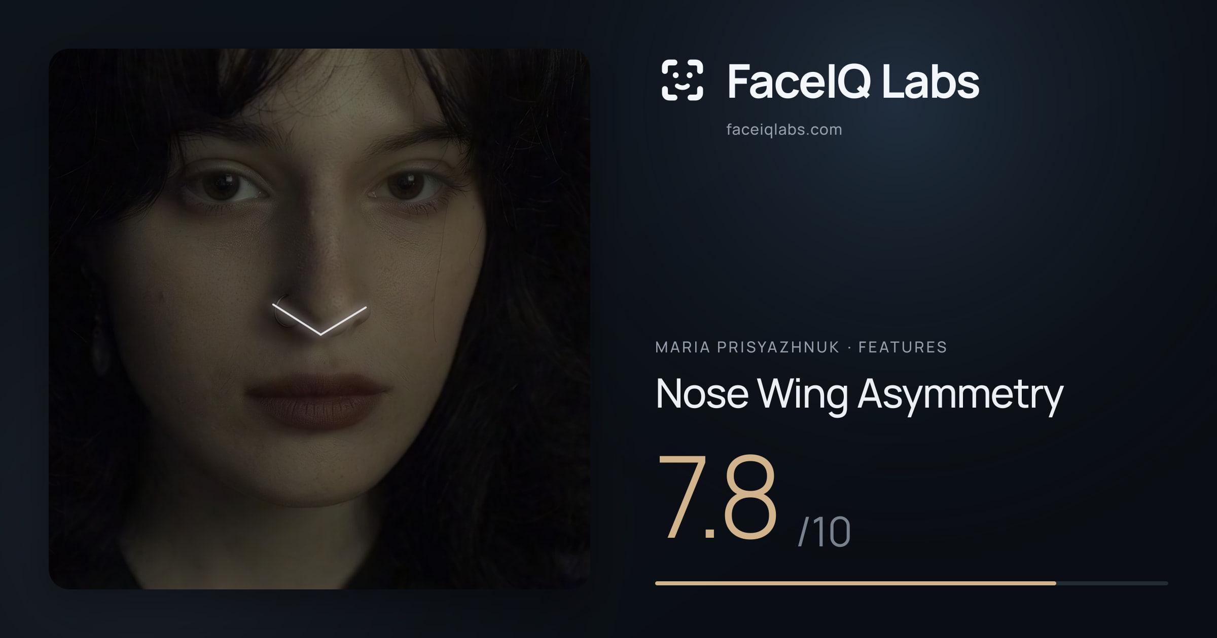 Maria Prisyazhnuk Nose Wing Asymmetry: 7.8/10, drawn on the photo