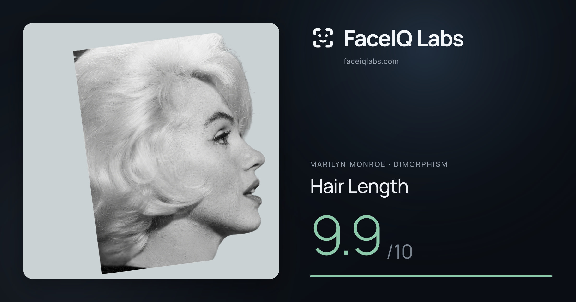 Marilyn Monroe Hair Length: 9.9/10, drawn on the photo