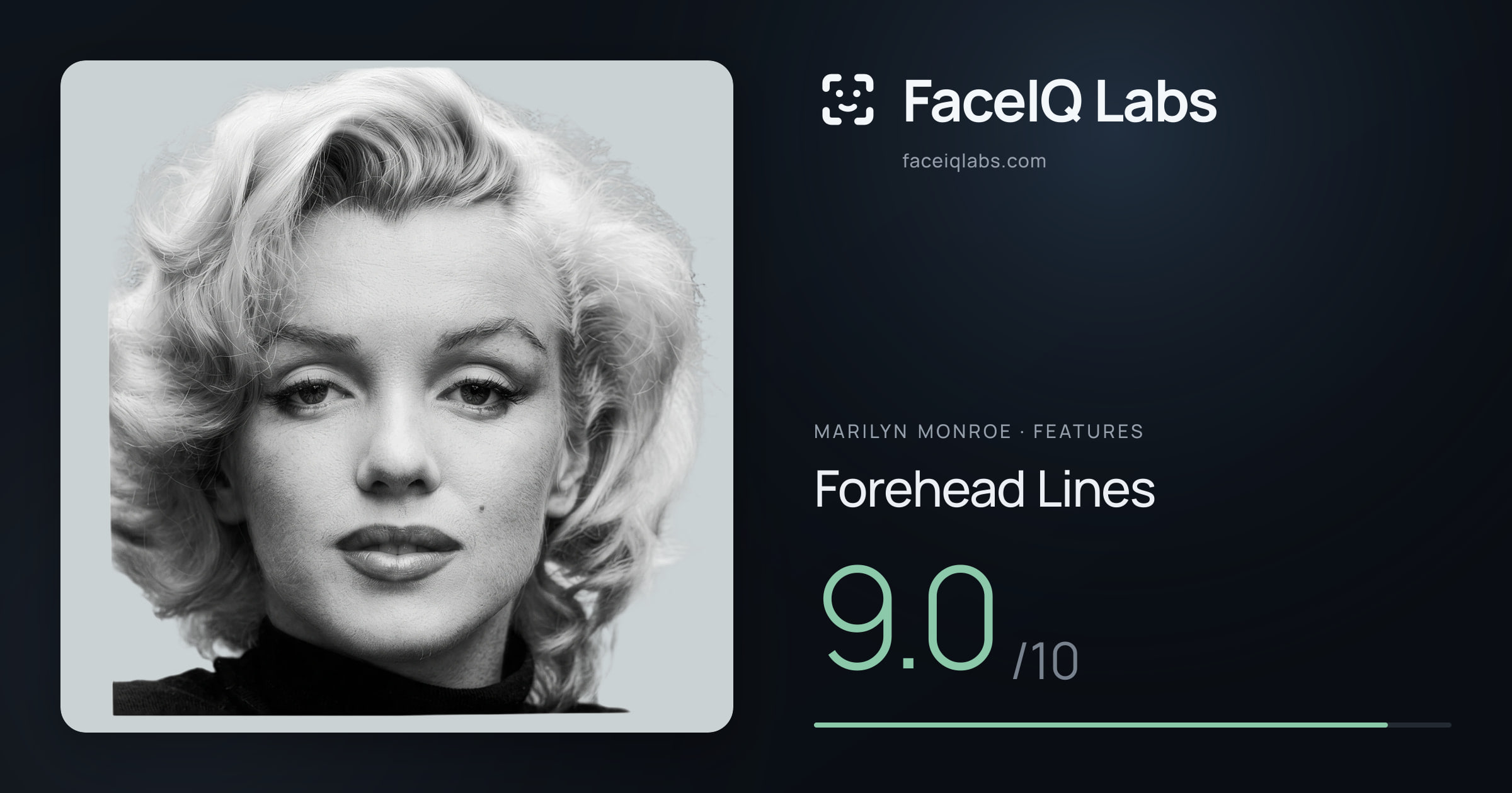 Marilyn Monroe Forehead Lines: 9.0/10, drawn on the photo