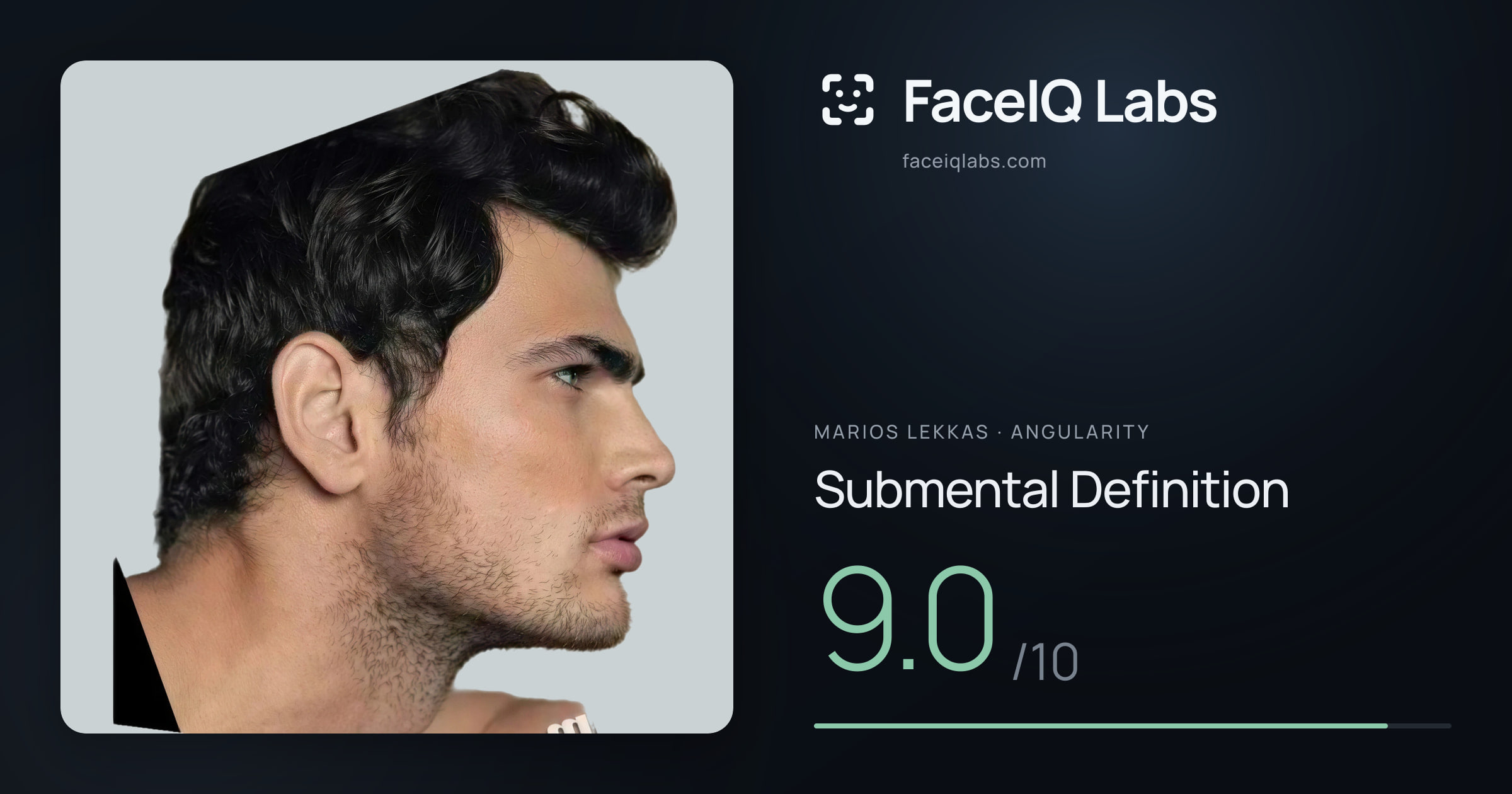 Marios Lekkas Submental Definition: 9.0/10, drawn on the photo