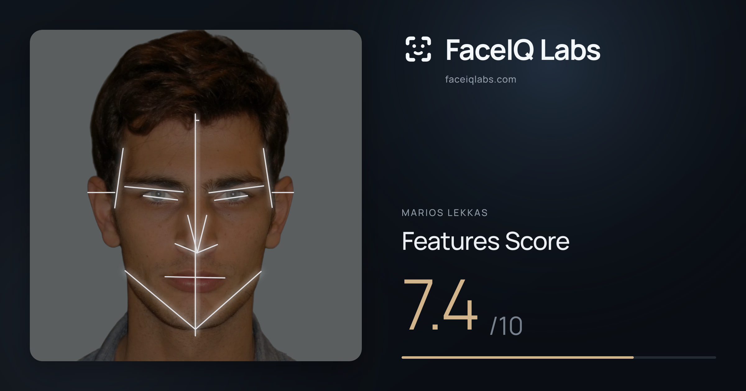Marios Lekkas Features: 7.4/10, with each assessment drawn on the photo