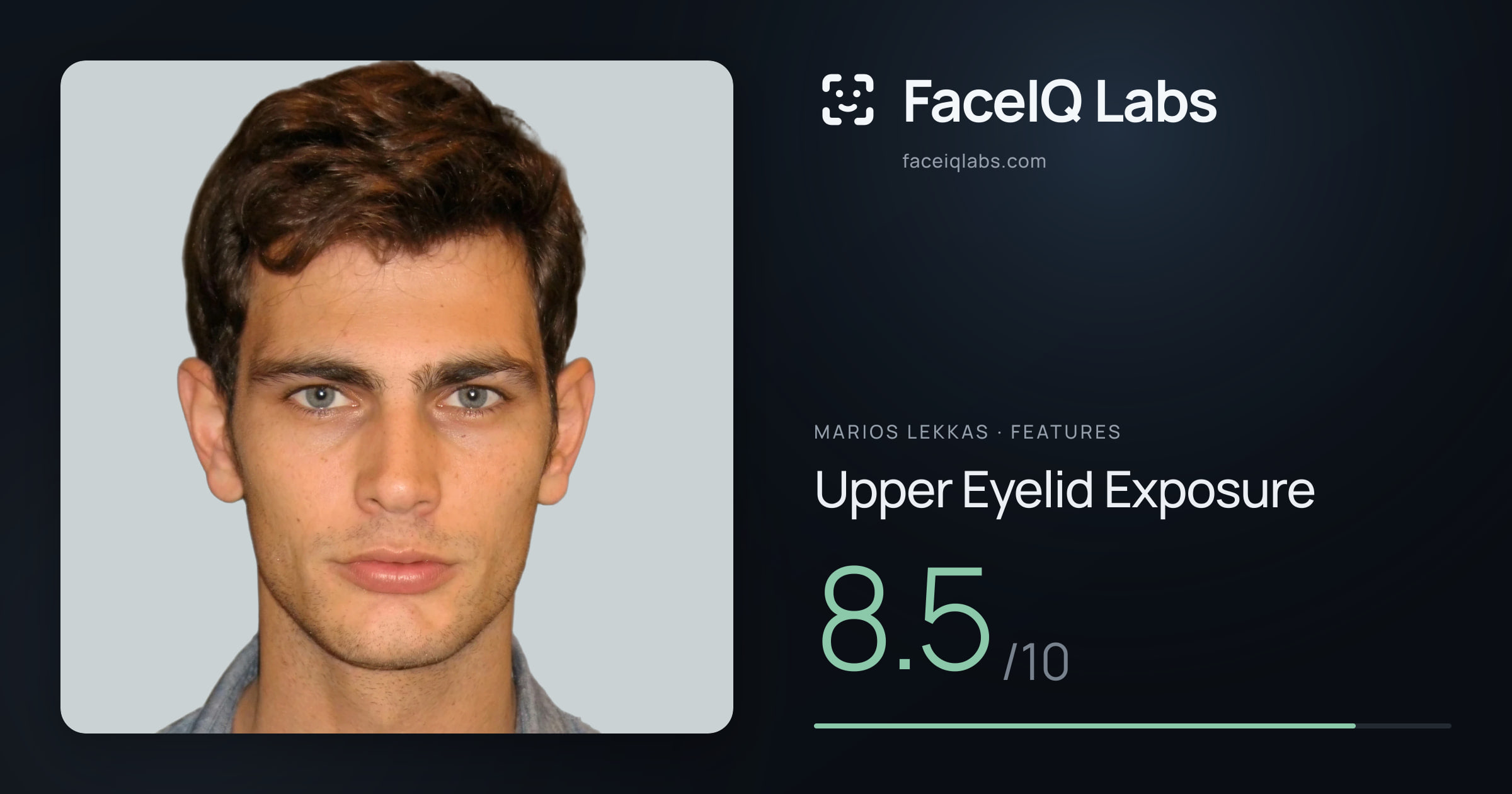 Marios Lekkas Upper Eyelid Exposure: 8.5/10, drawn on the photo