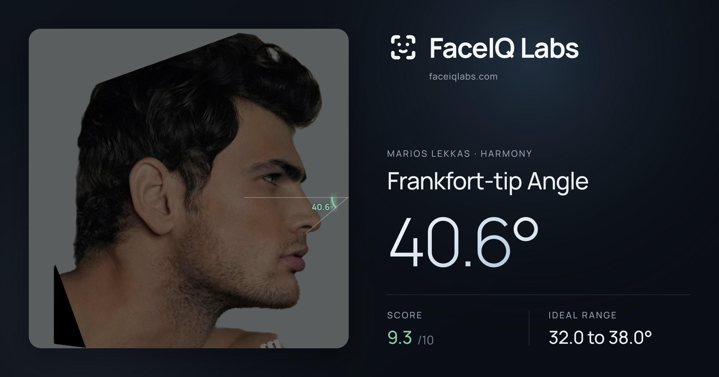 Marios Lekkas Frankfort-tip Angle: 40.6°, drawn on the photo