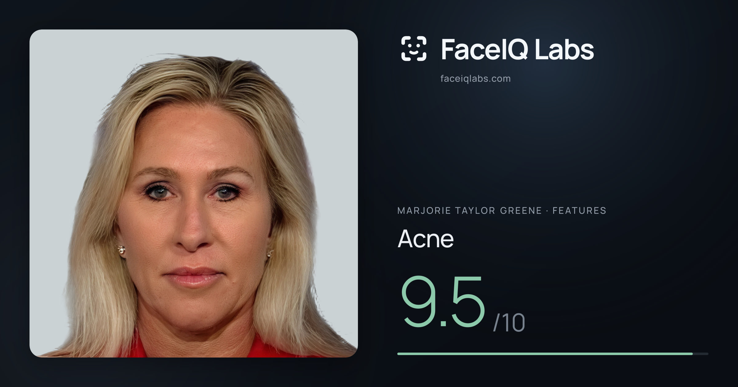 Marjorie Taylor Greene Acne: 9.5/10, drawn on the photo