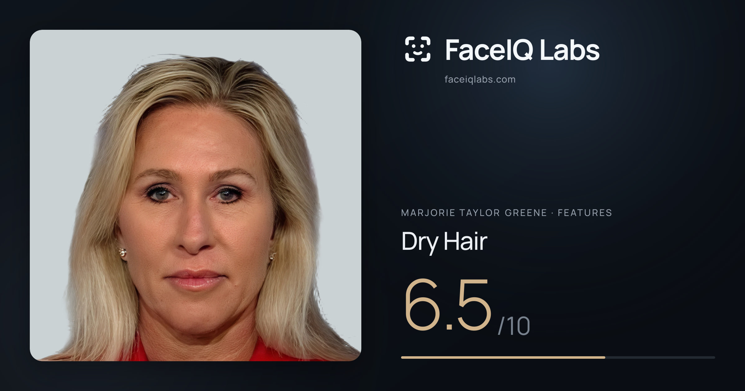 Marjorie Taylor Greene Dry Hair: 6.5/10, drawn on the photo