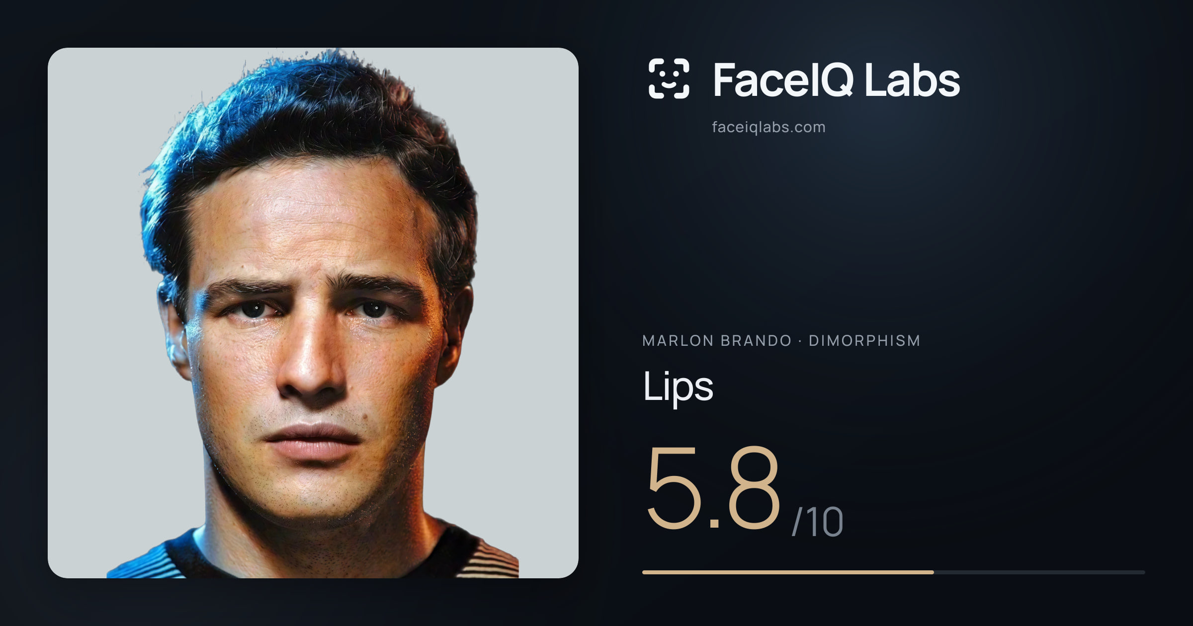 Marlon Brando Lips: 5.8/10, drawn on the photo