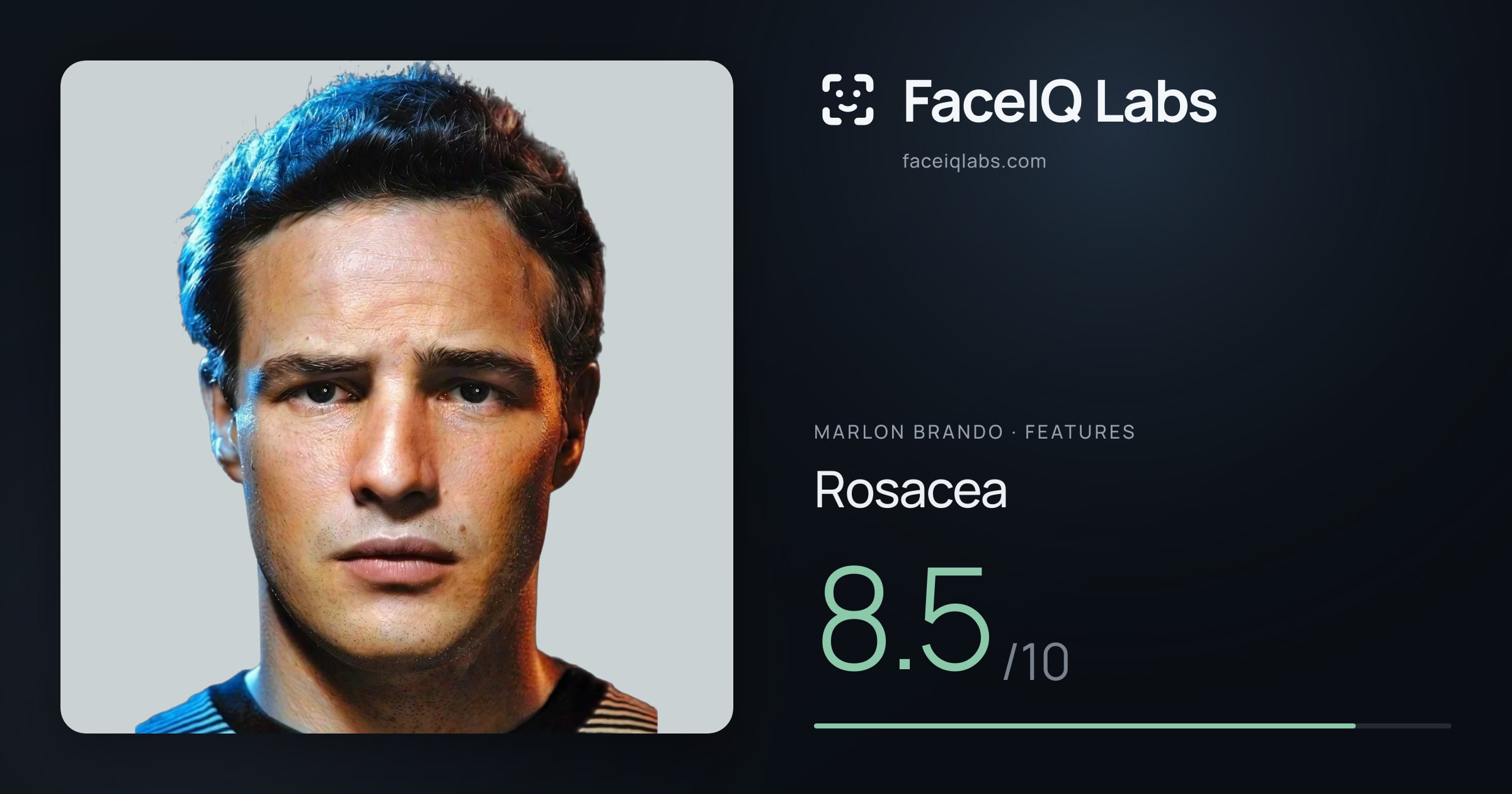 Marlon Brando Rosacea: 8.5/10, drawn on the photo