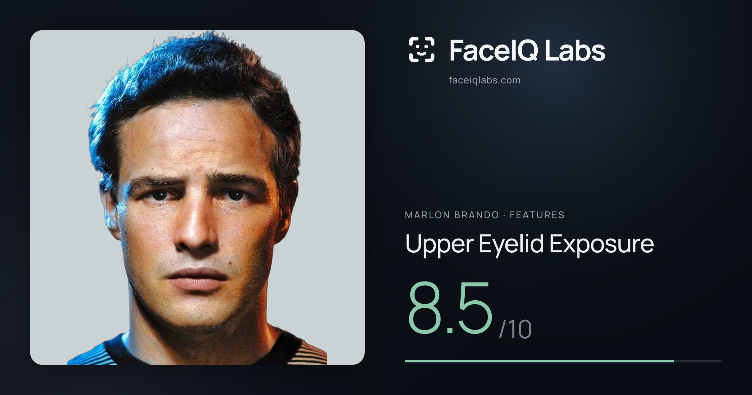 Marlon Brando Upper Eyelid Exposure: 8.5/10, drawn on the photo