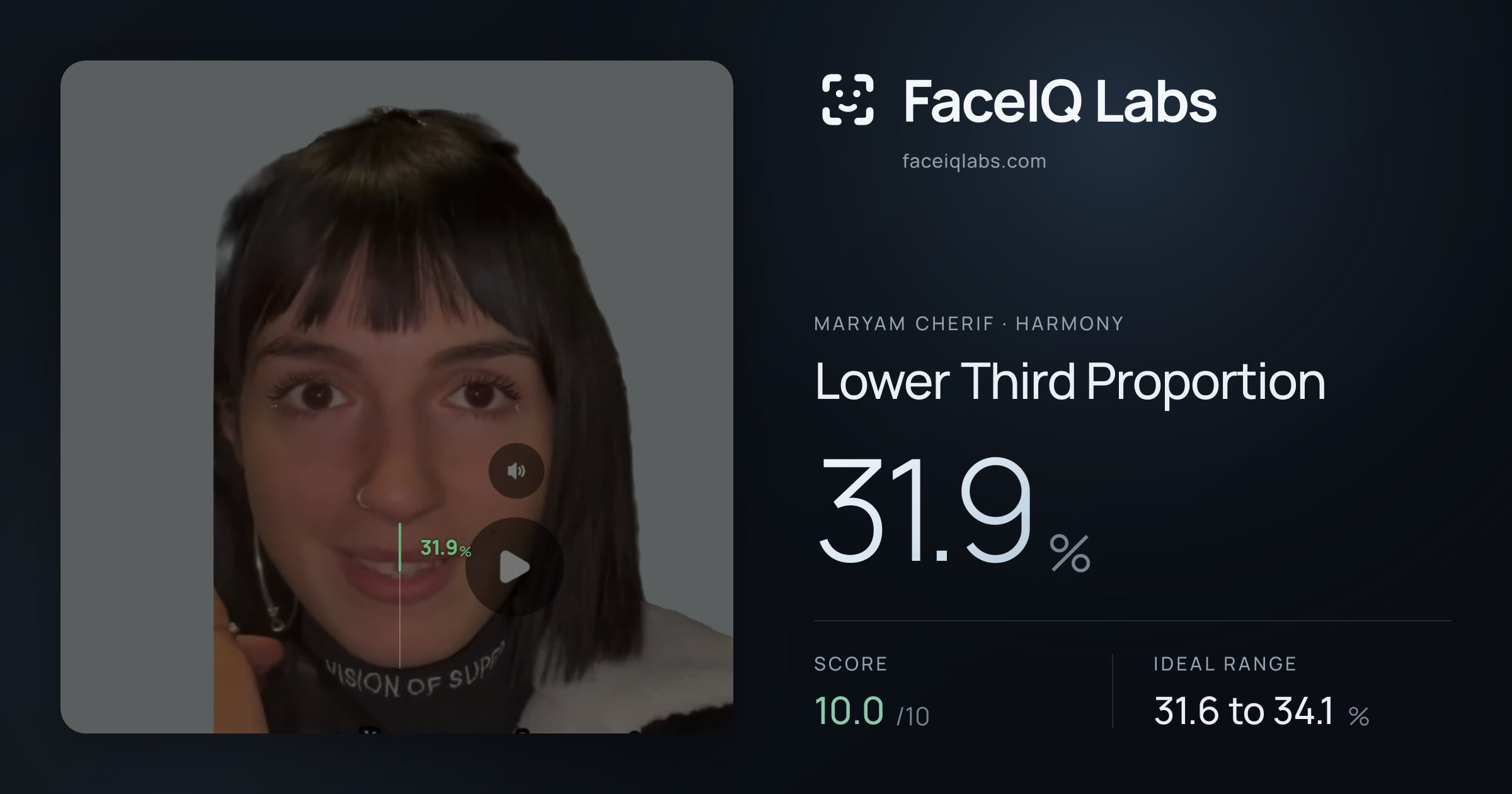 Maryam Cherif Lower Third Proportion: 31.9%, drawn on the photo