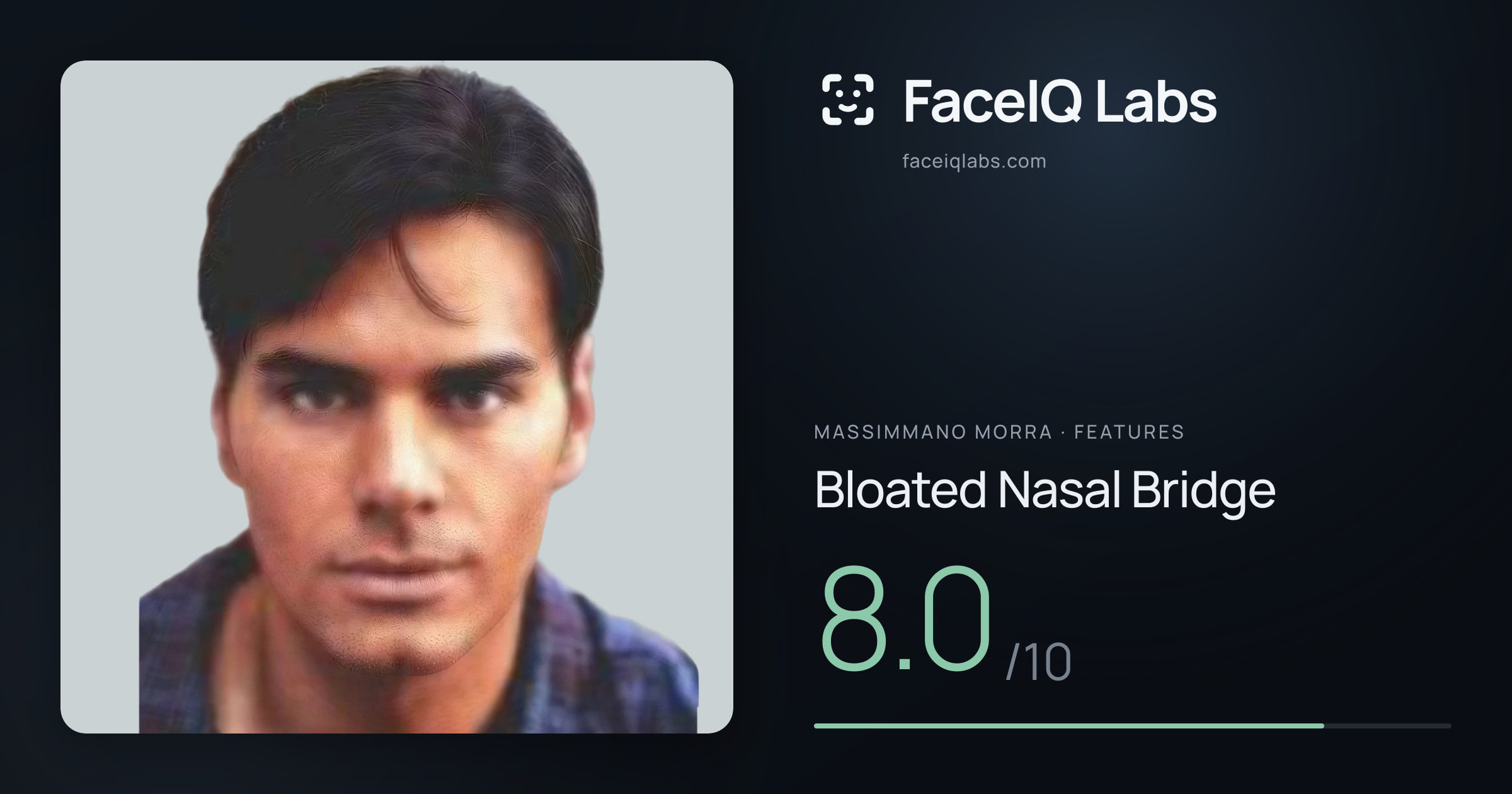 Massimmano Morra Bloated Nasal Bridge: 8.0/10, drawn on the photo