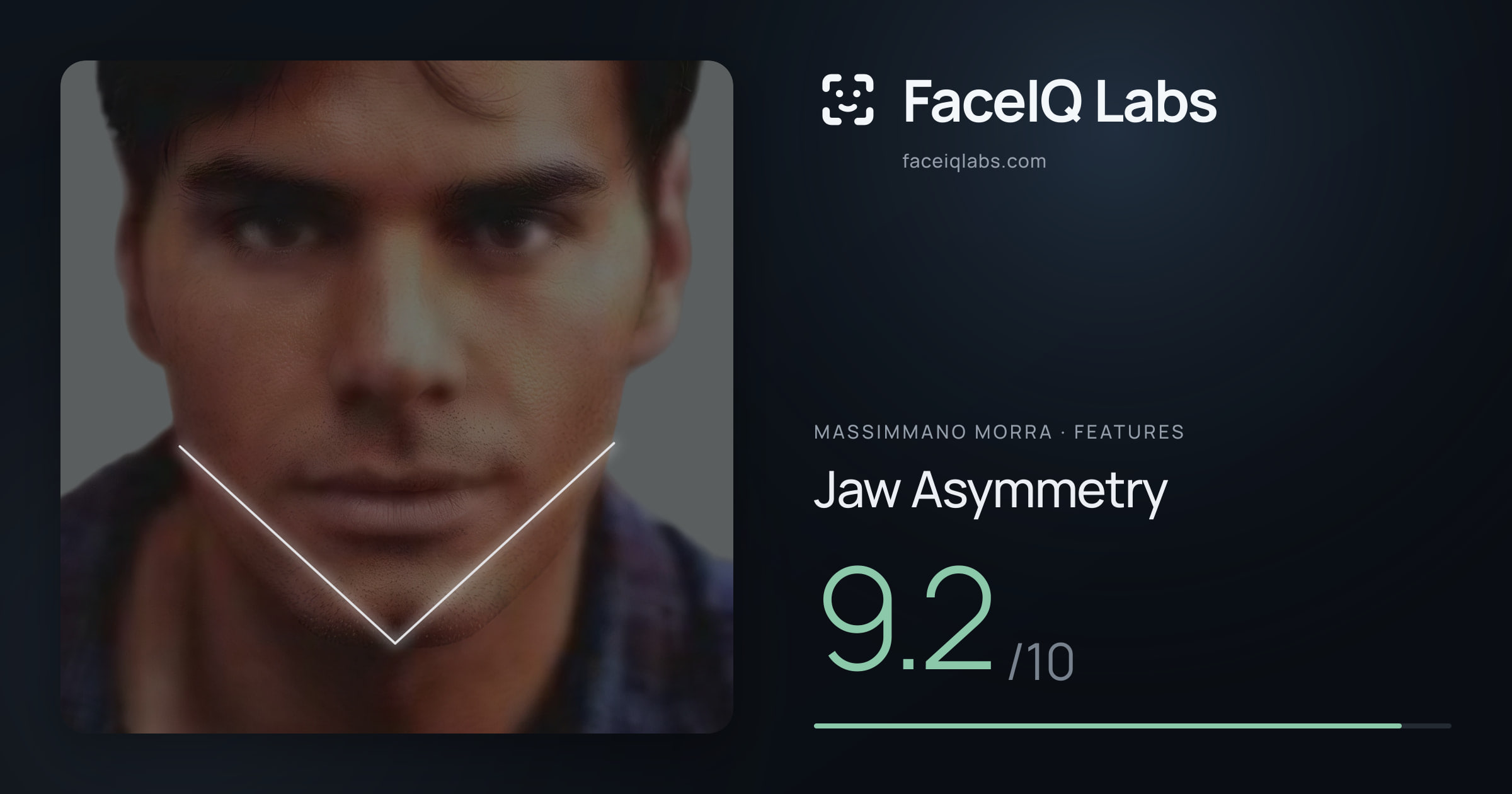 Massimmano Morra Jaw Asymmetry: 9.2/10, drawn on the photo