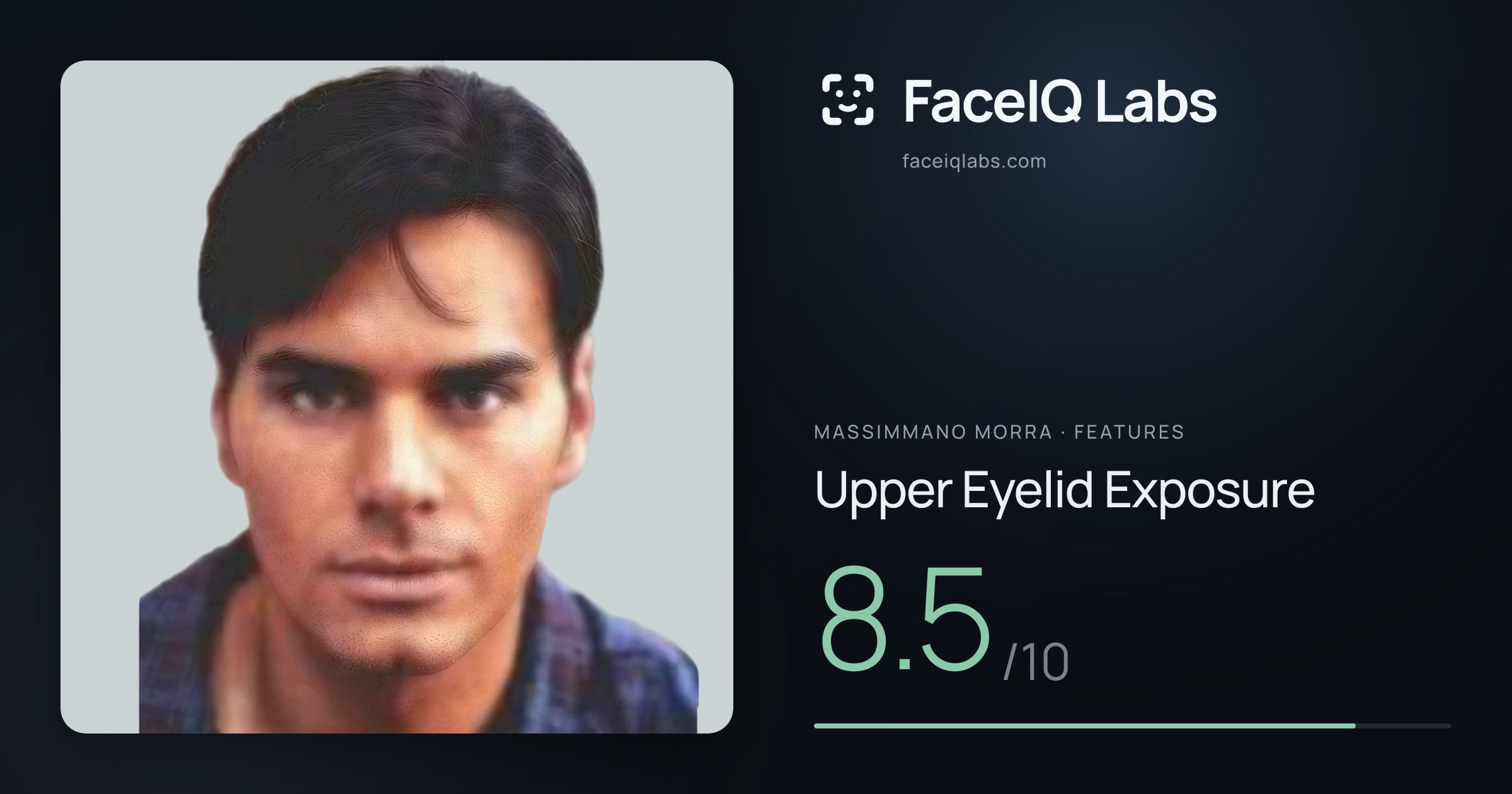 Massimmano Morra Upper Eyelid Exposure: 8.5/10, drawn on the photo