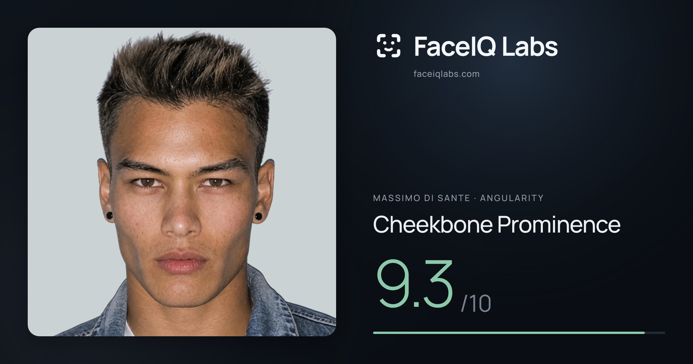 Massimo di Sante Cheekbone Prominence: 9.3/10, drawn on the photo