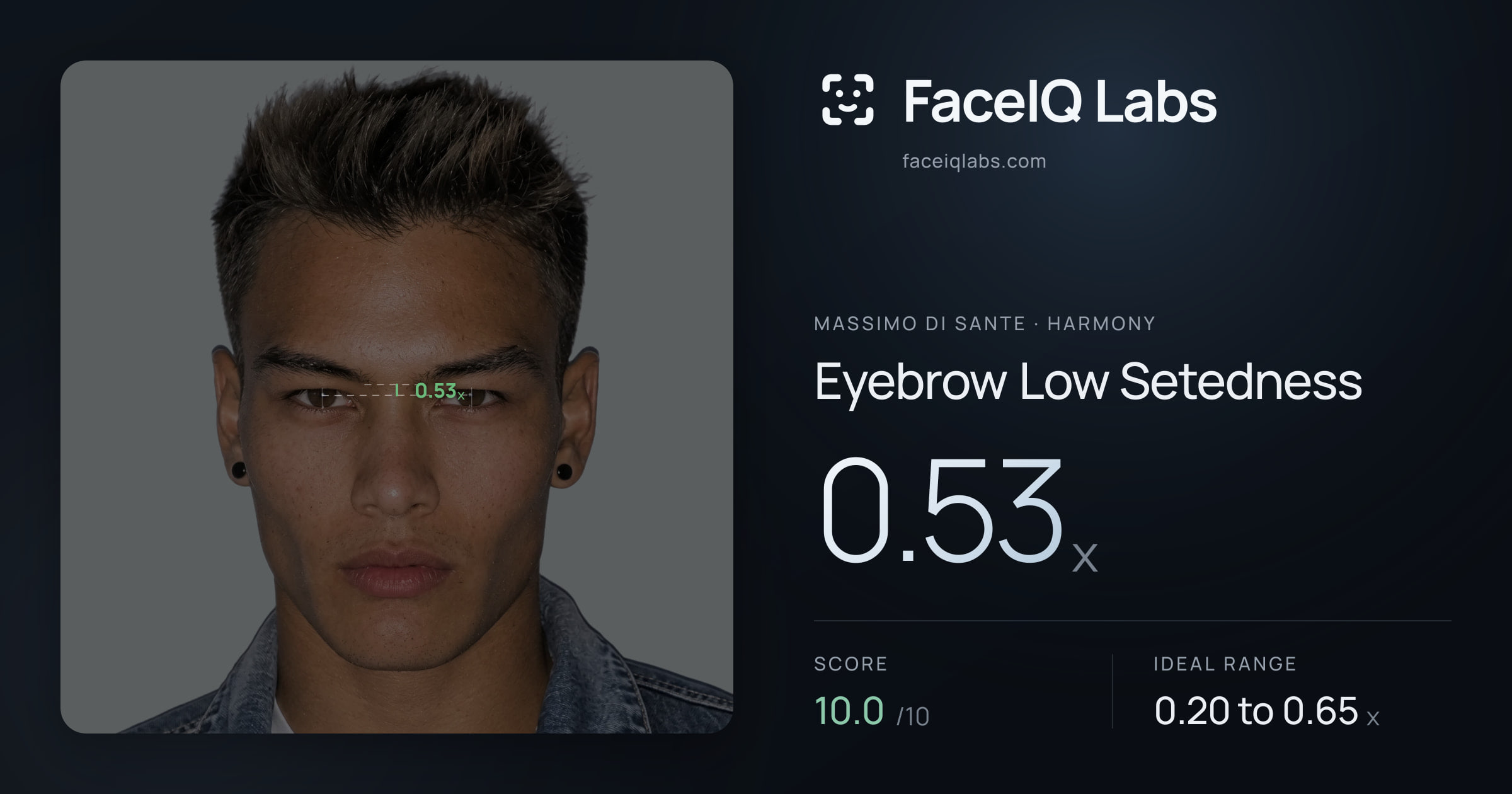 Massimo di Sante Eyebrow Low Setedness: 0.53x, drawn on the photo