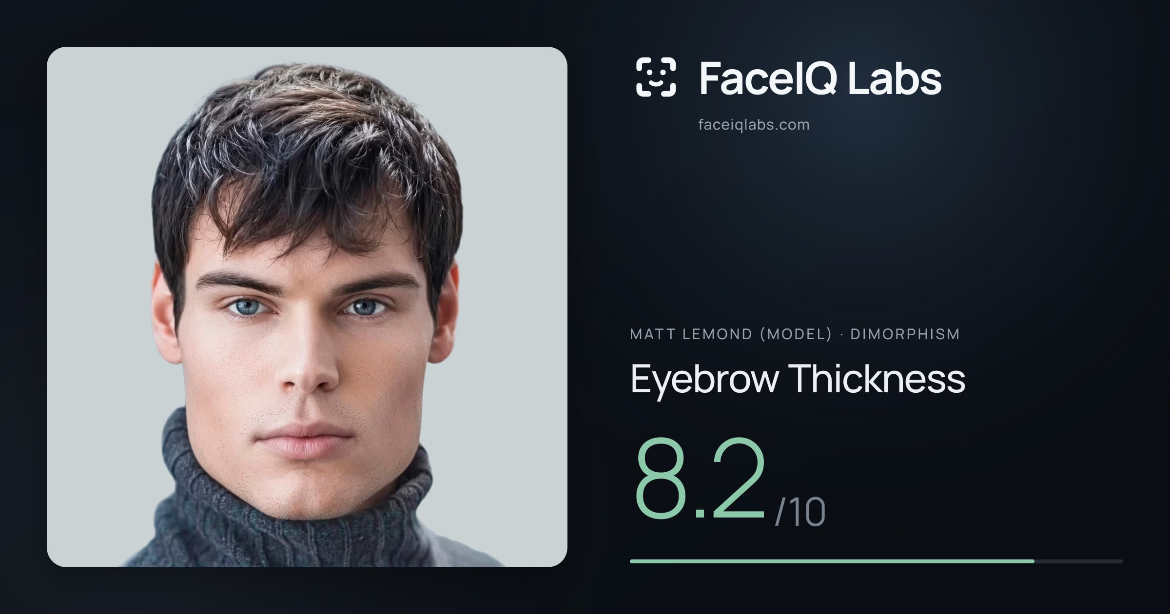 Matt Lemond (Model) Eyebrow Thickness: 8.2/10, drawn on the photo