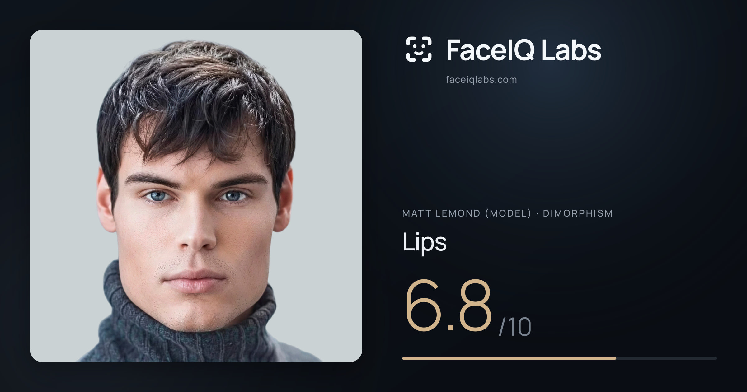 Matt Lemond (Model) Lips: 6.8/10, drawn on the photo