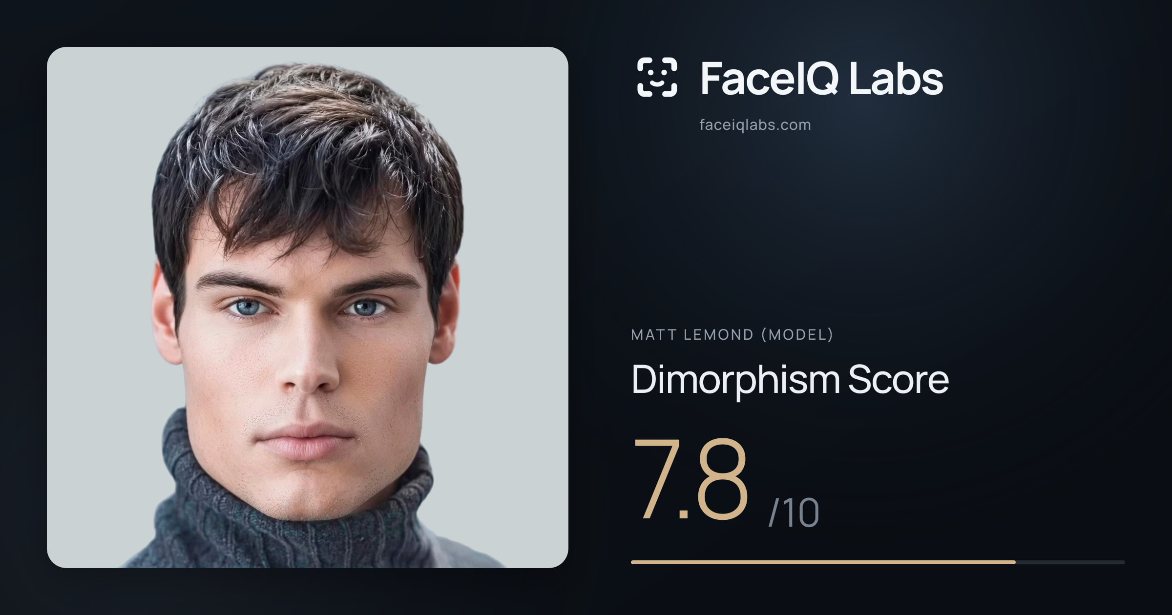 Matt Lemond (Model) Dimorphism: 7.8/10, with each assessment drawn on the photo