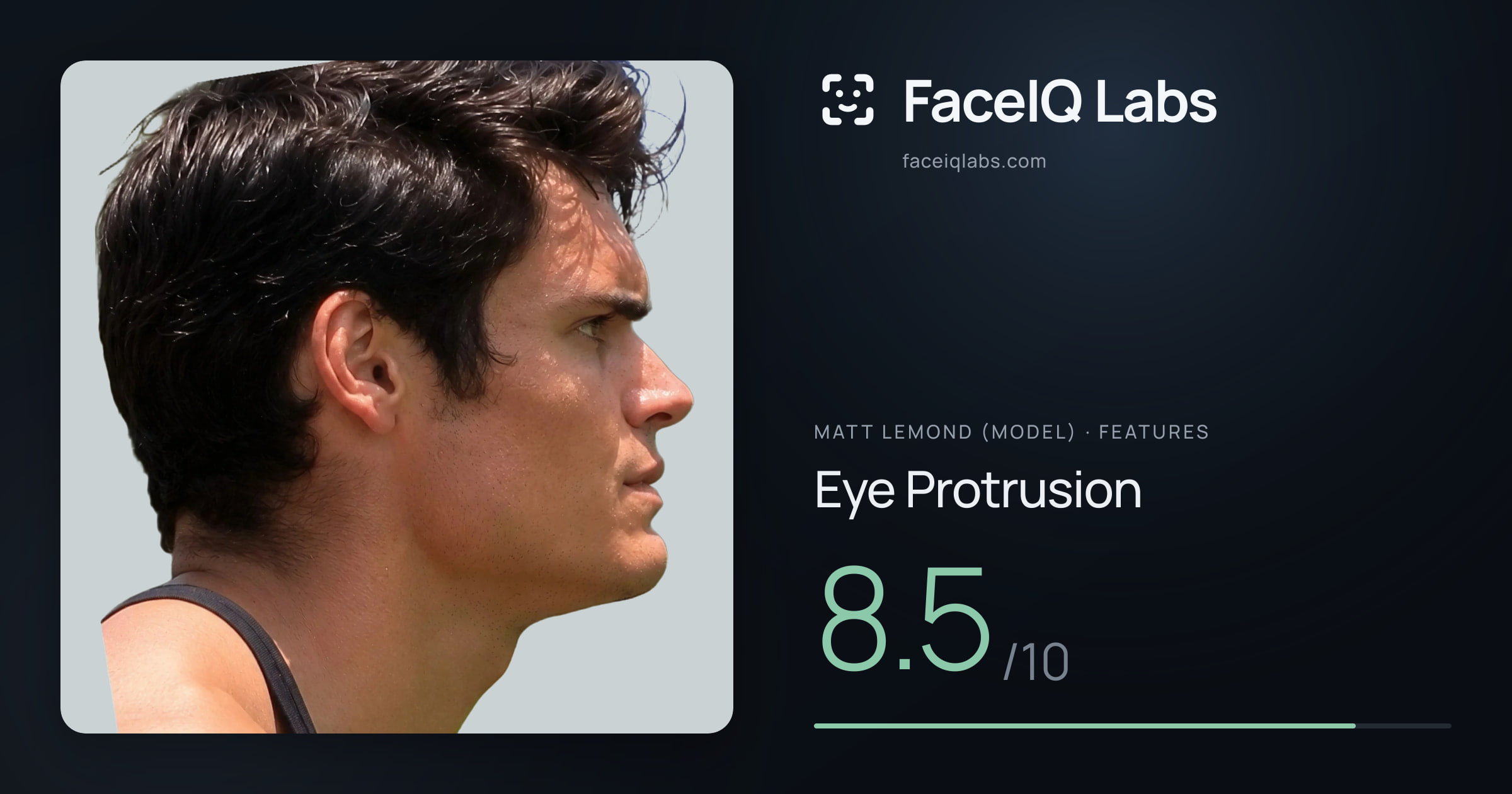 Matt Lemond (Model) Eye Protrusion: 8.5/10, drawn on the photo