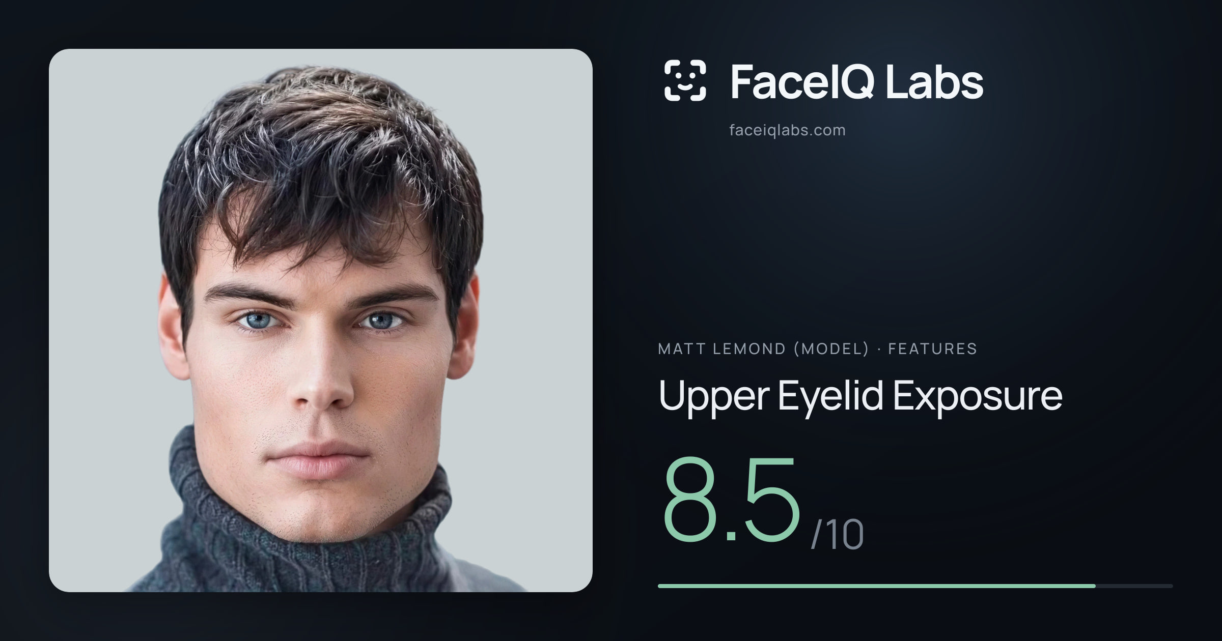 Matt Lemond (Model) Upper Eyelid Exposure: 8.5/10, drawn on the photo