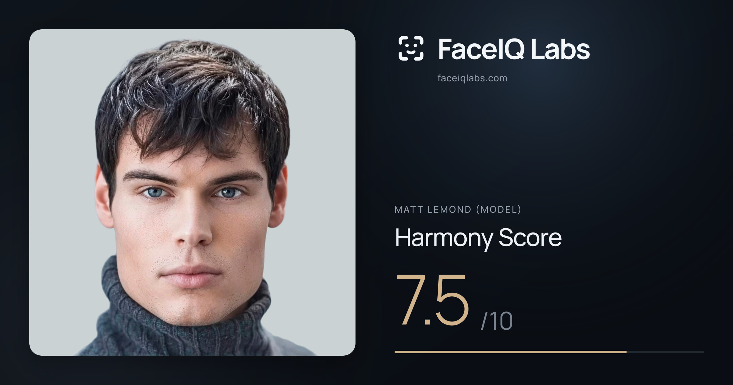 Matt Lemond (Model) Harmony: 7.5/10, with each ratio's score