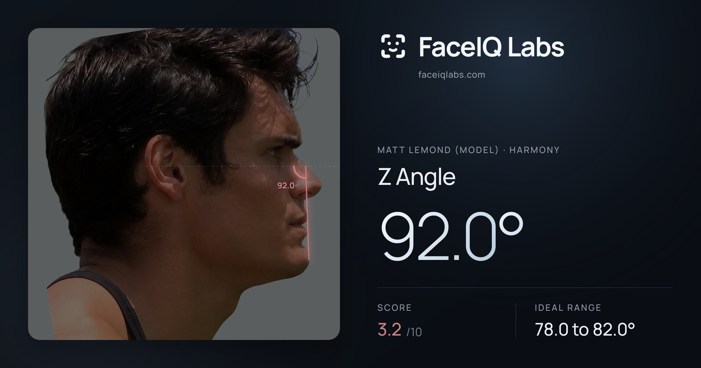 Matt Lemond (Model) Z Angle: 92.0°, drawn on the photo