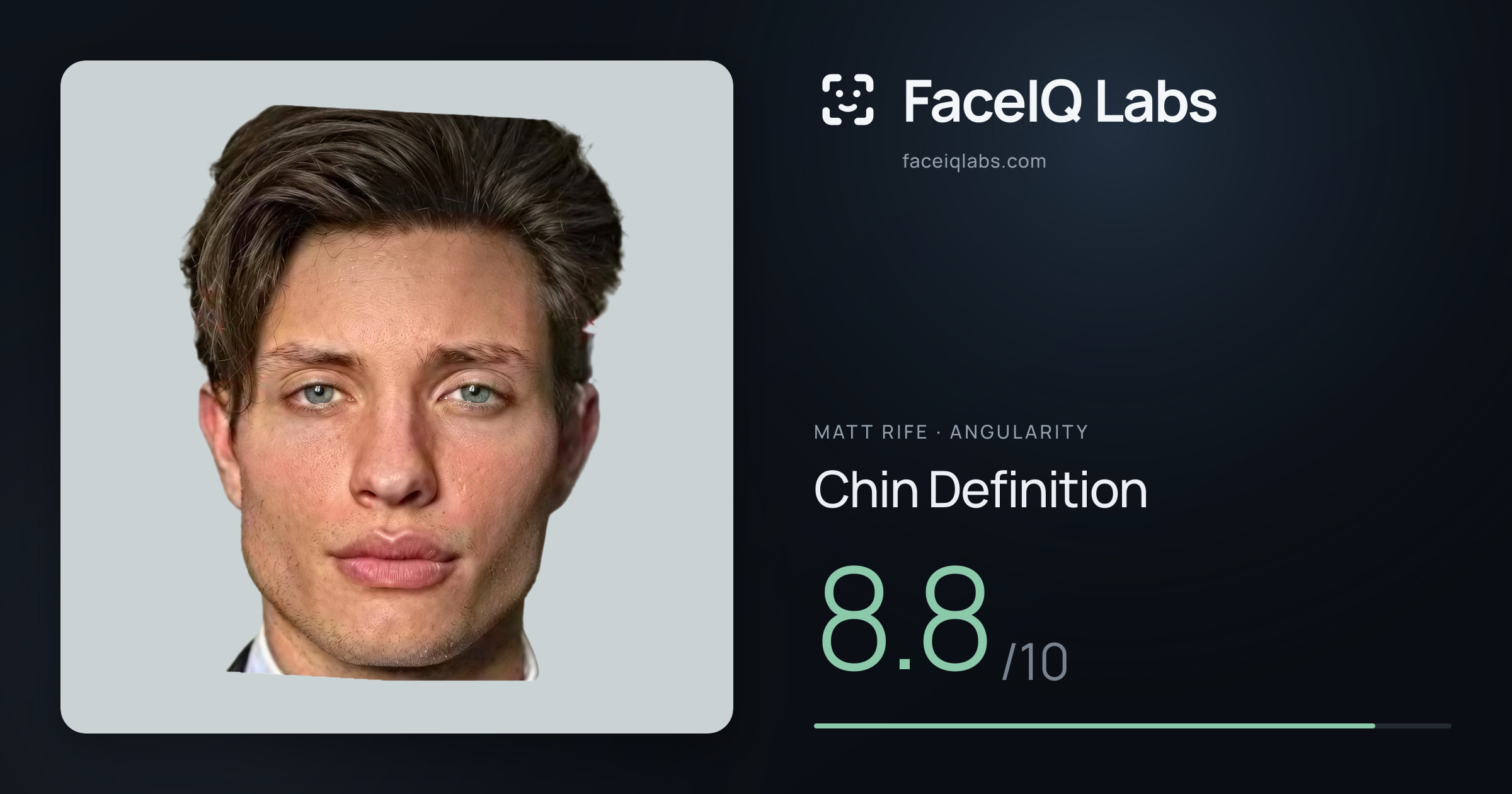 Matt Rife Chin Definition: 8.8/10, drawn on the photo