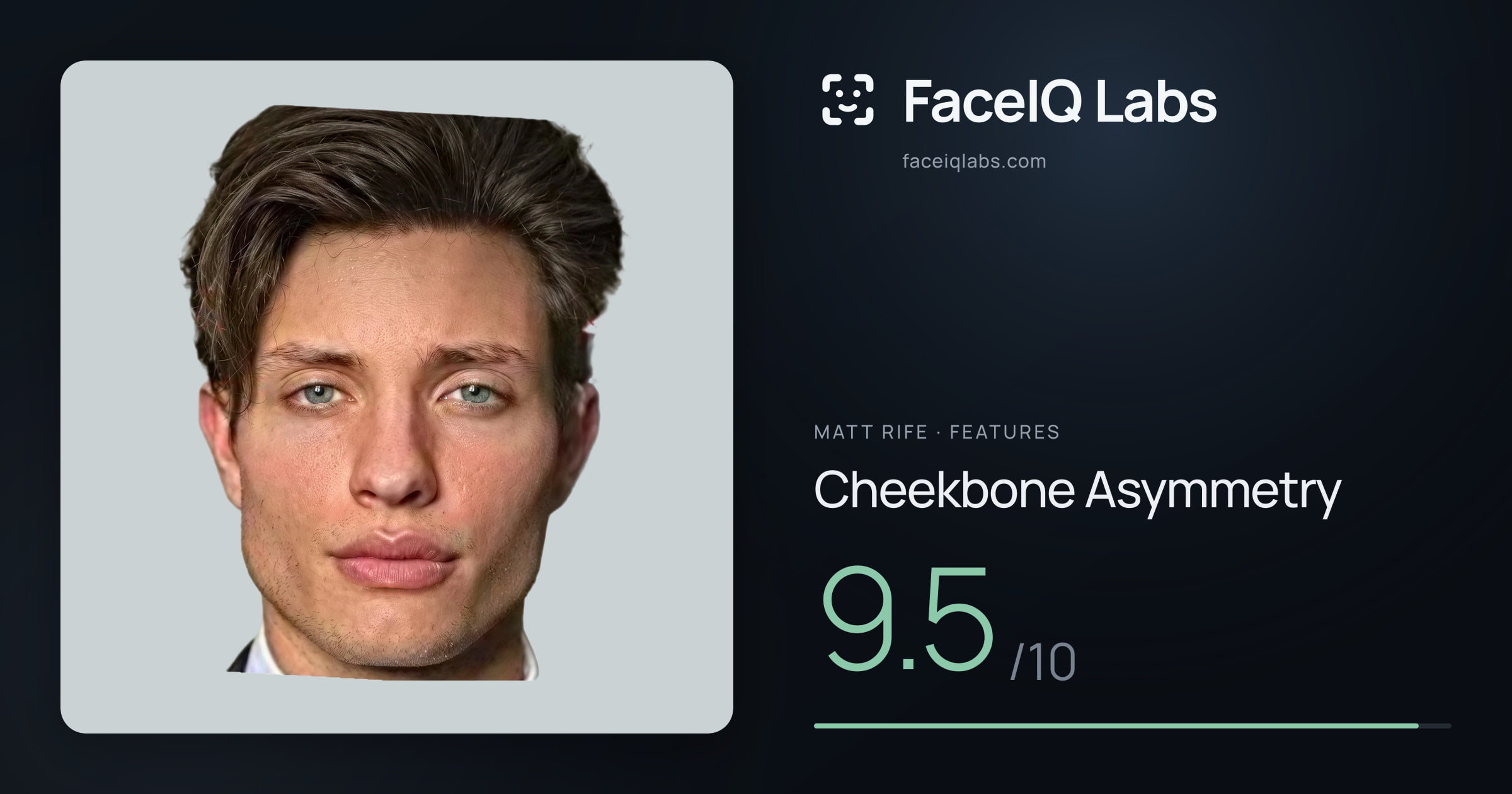 Matt Rife Cheekbone Asymmetry: 9.5/10, drawn on the photo