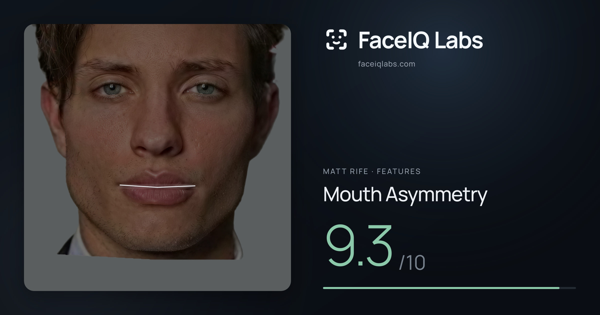 Matt Rife Mouth Asymmetry: 9.3/10, drawn on the photo