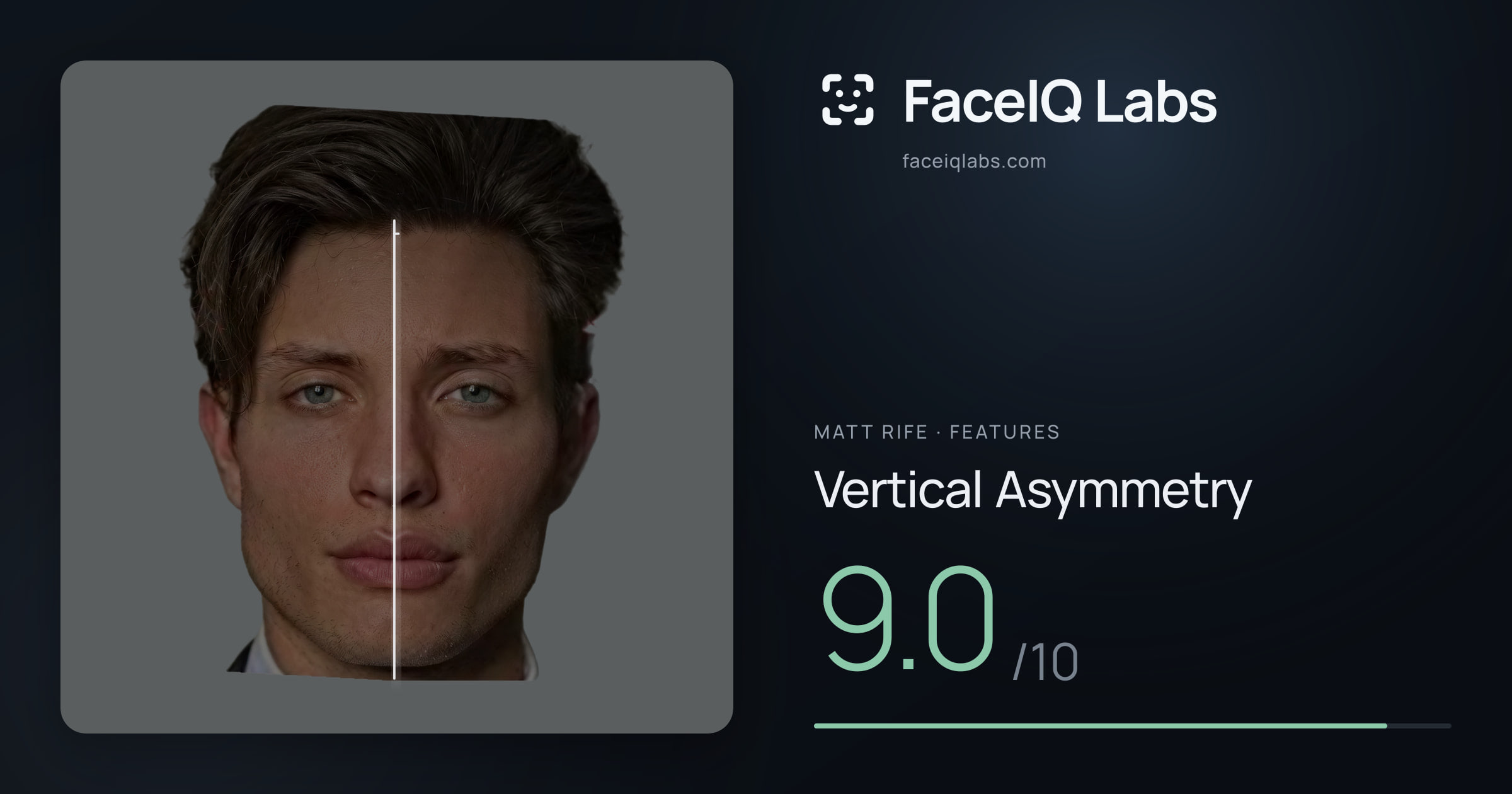 Matt Rife Vertical Asymmetry: 9.0/10, drawn on the photo